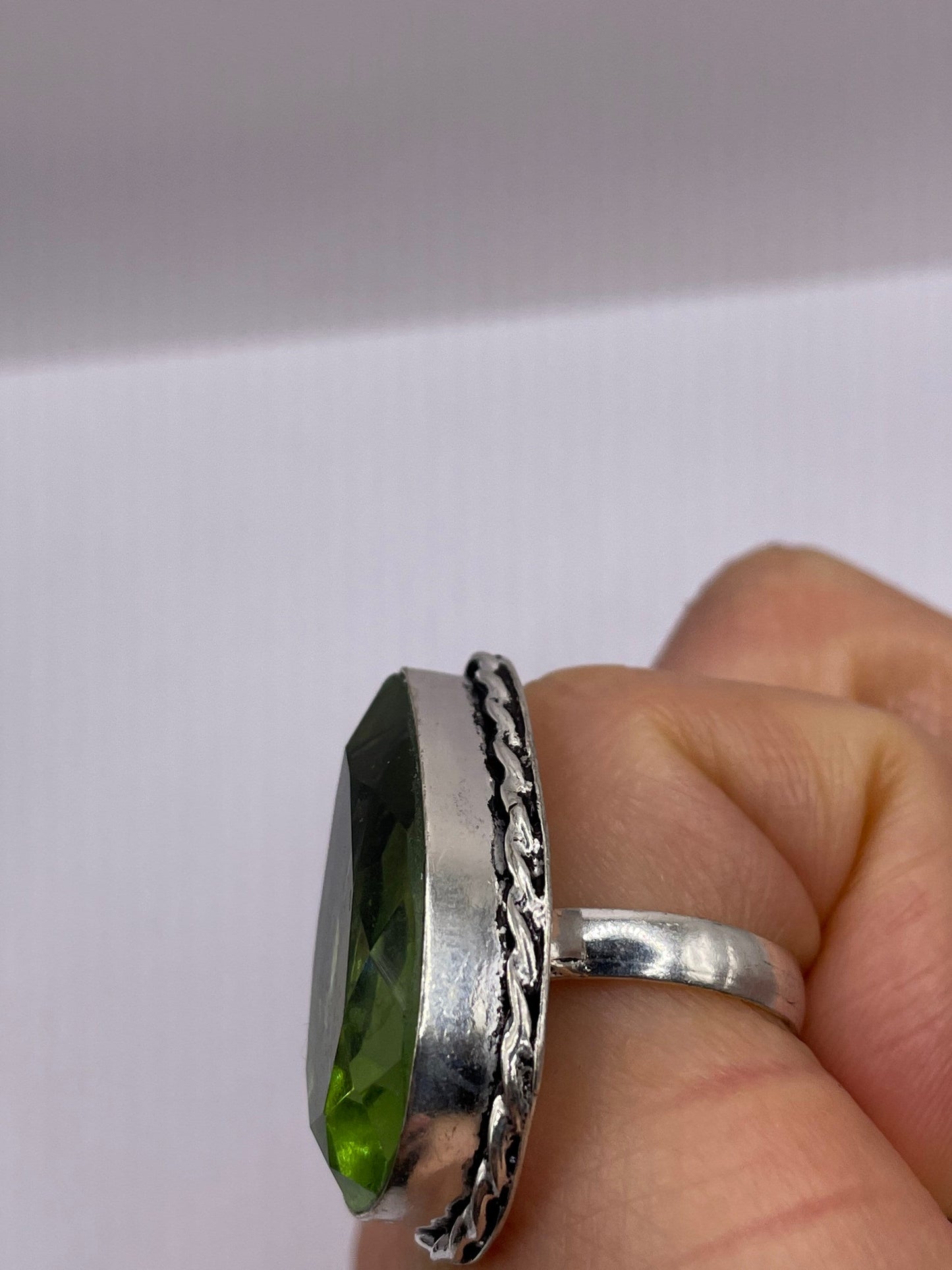 Vintage Green Antique Glass Cocktail Ring