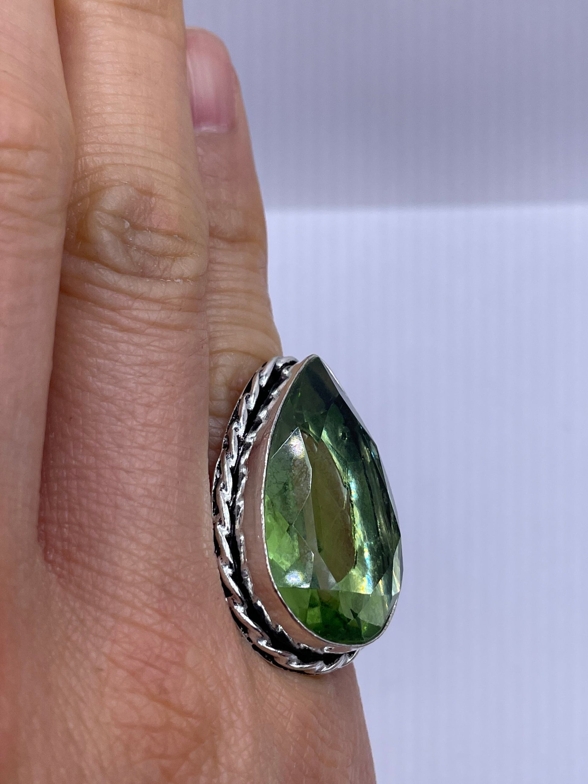 Vintage Green Antique Glass Cocktail Ring