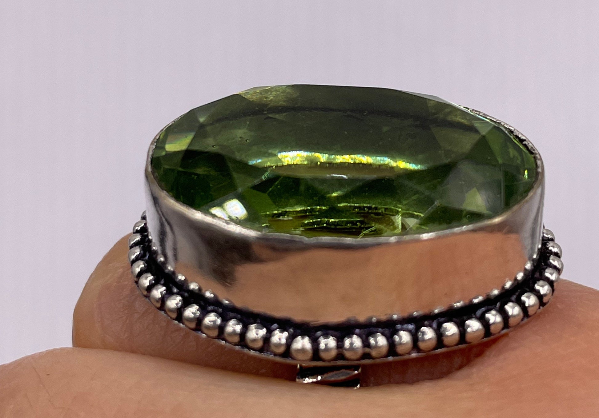 Vintage Green Antique Glass Cocktail Ring