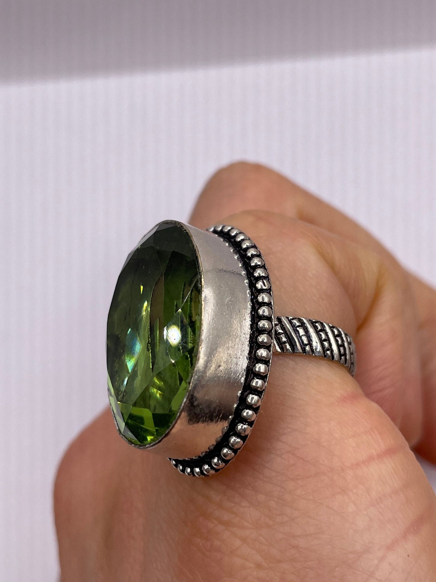 Vintage Green Antique Glass Cocktail Ring