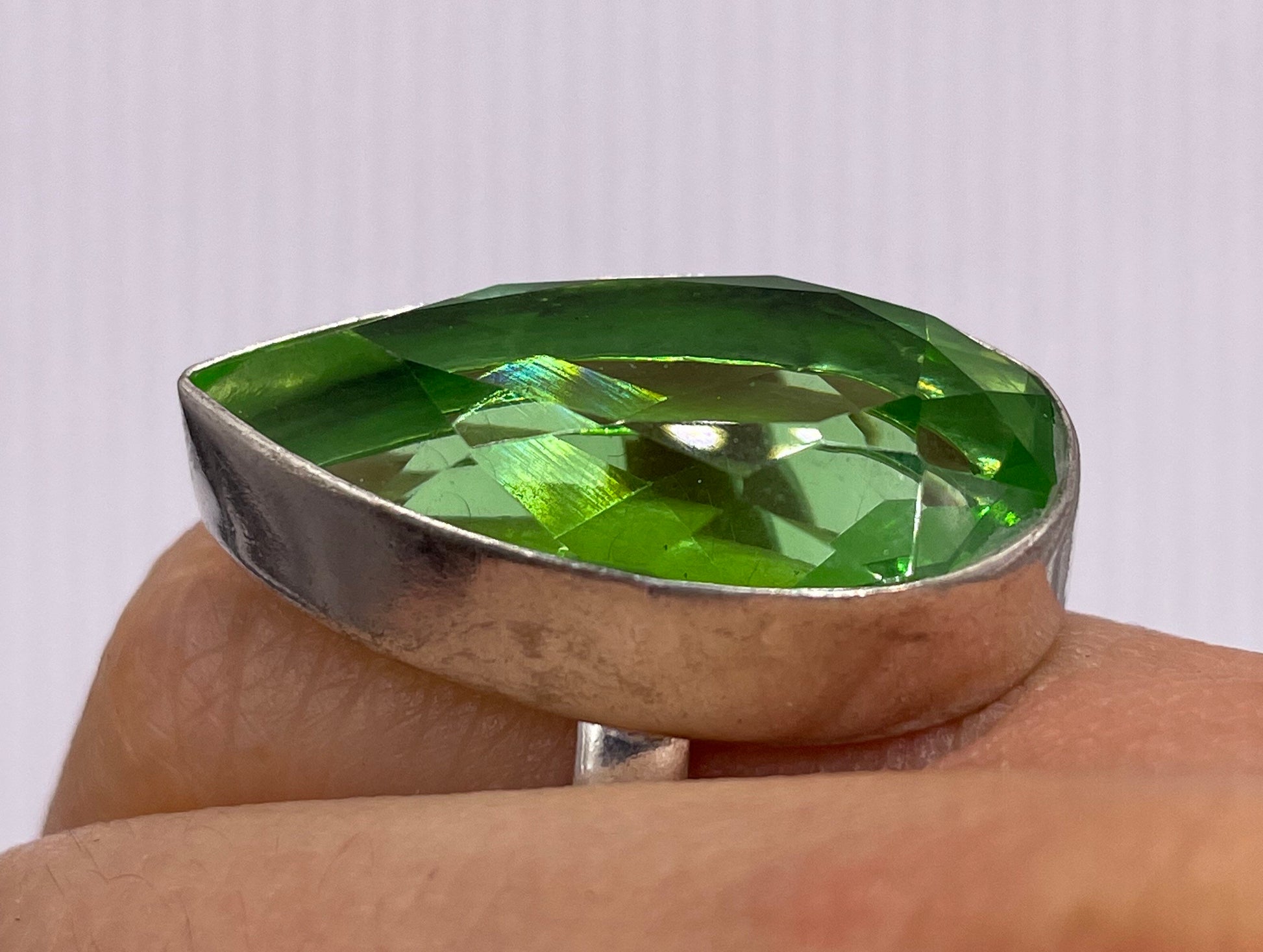 Vintage Green Antique Glass Cocktail Ring