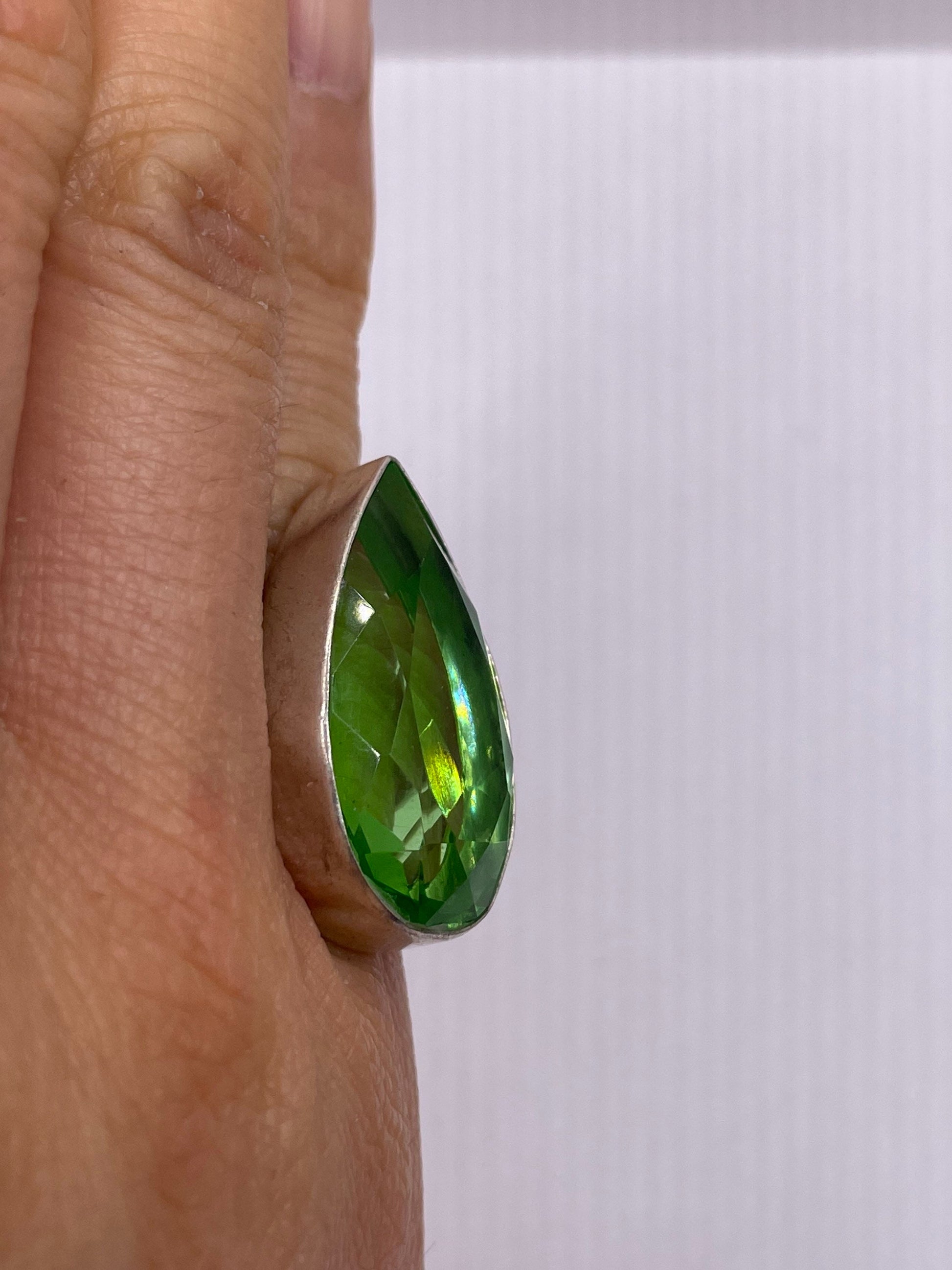 Vintage Green Antique Glass Cocktail Ring