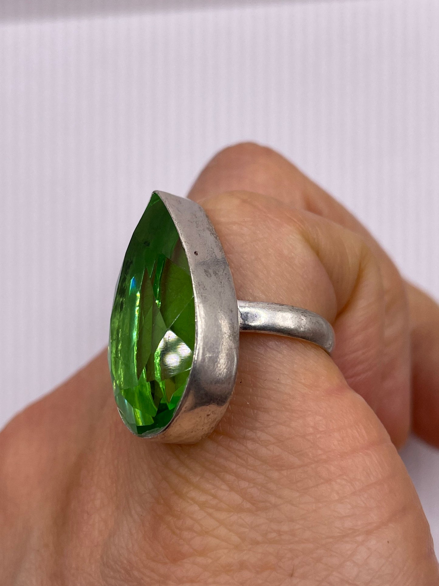 Vintage Green Antique Glass Cocktail Ring