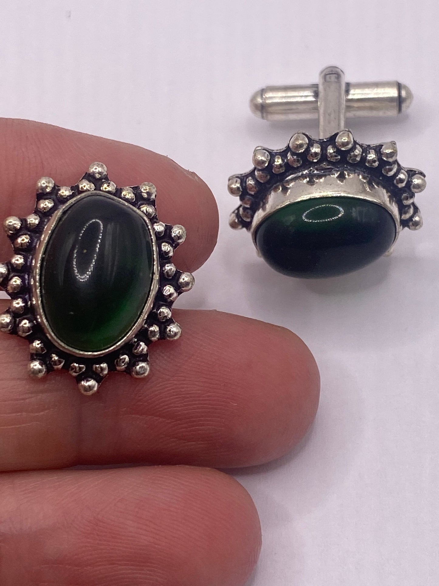 Vintage Green Tourmaline Cuff Links