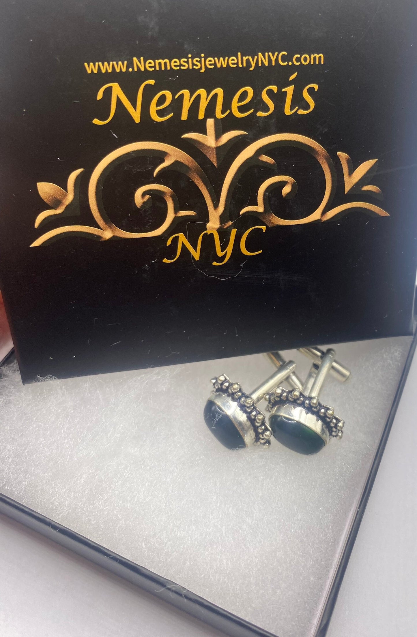 Vintage Green Tourmaline Cuff Links