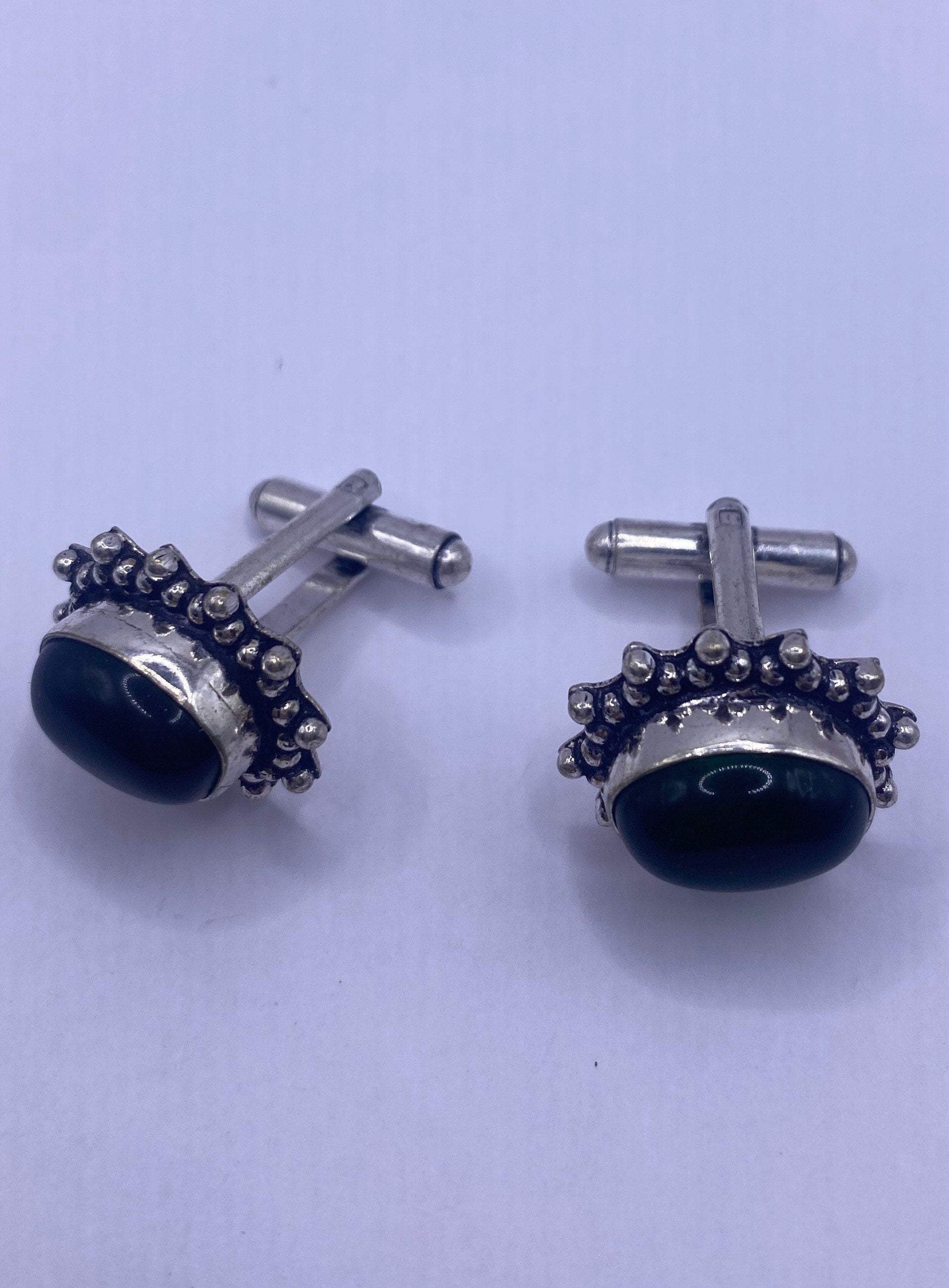 Vintage Green Tourmaline Cuff Links