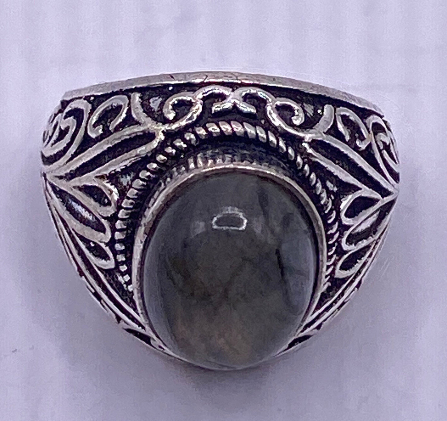 Vintage Rainbow Labradorite Statement Ring