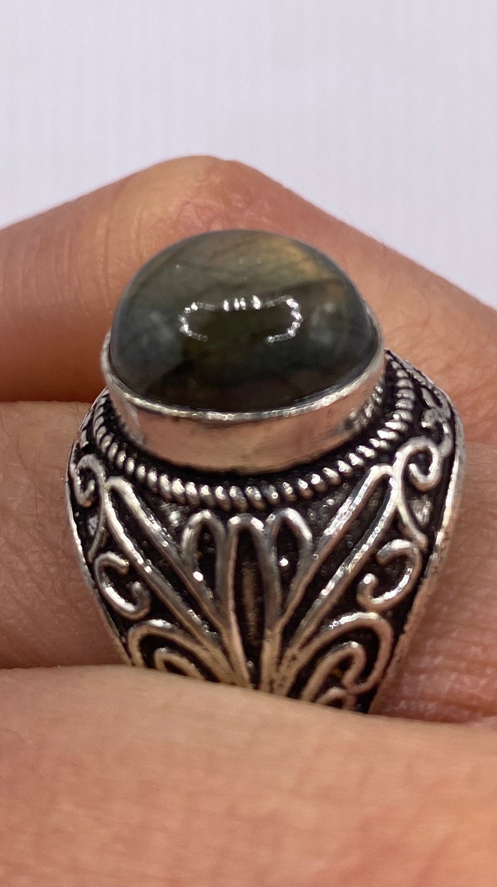 Vintage Rainbow Labradorite Statement Ring