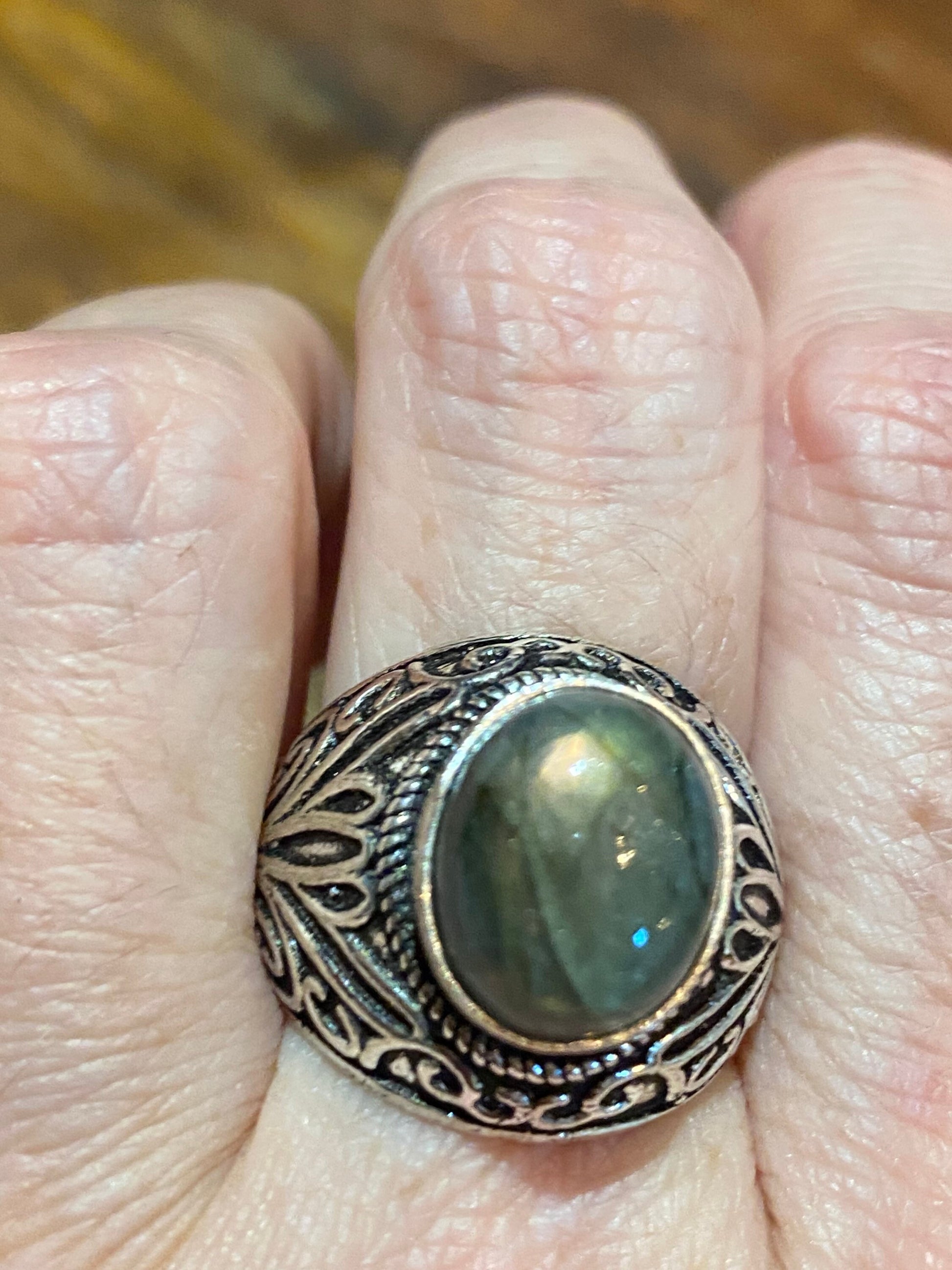 Vintage Rainbow Labradorite Statement Ring