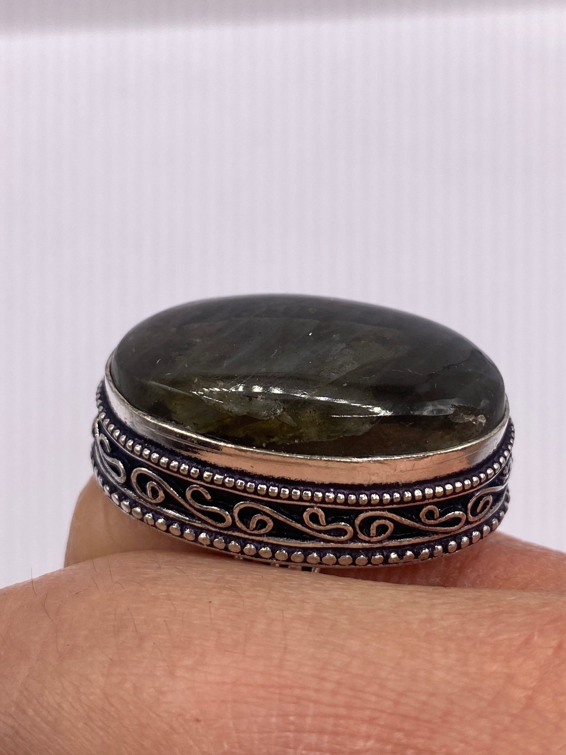 Vintage Rainbow Labradorite Statement Ring