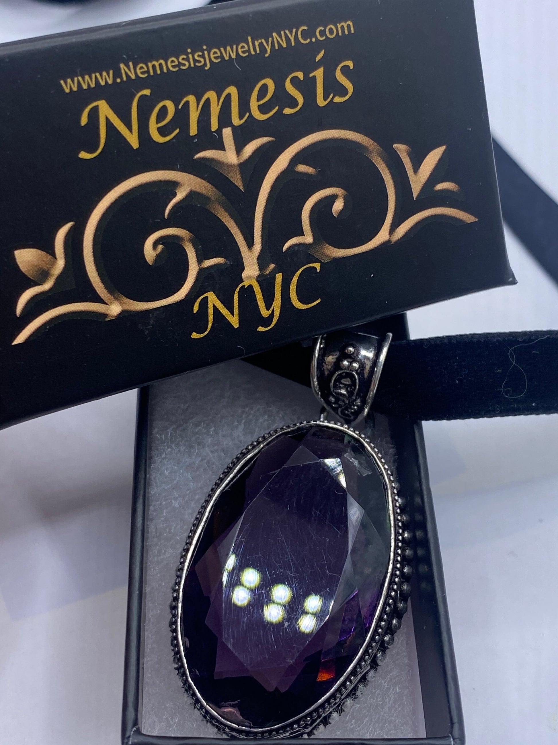 Vintage Purple Glass Choker Silver Finished Necklace
