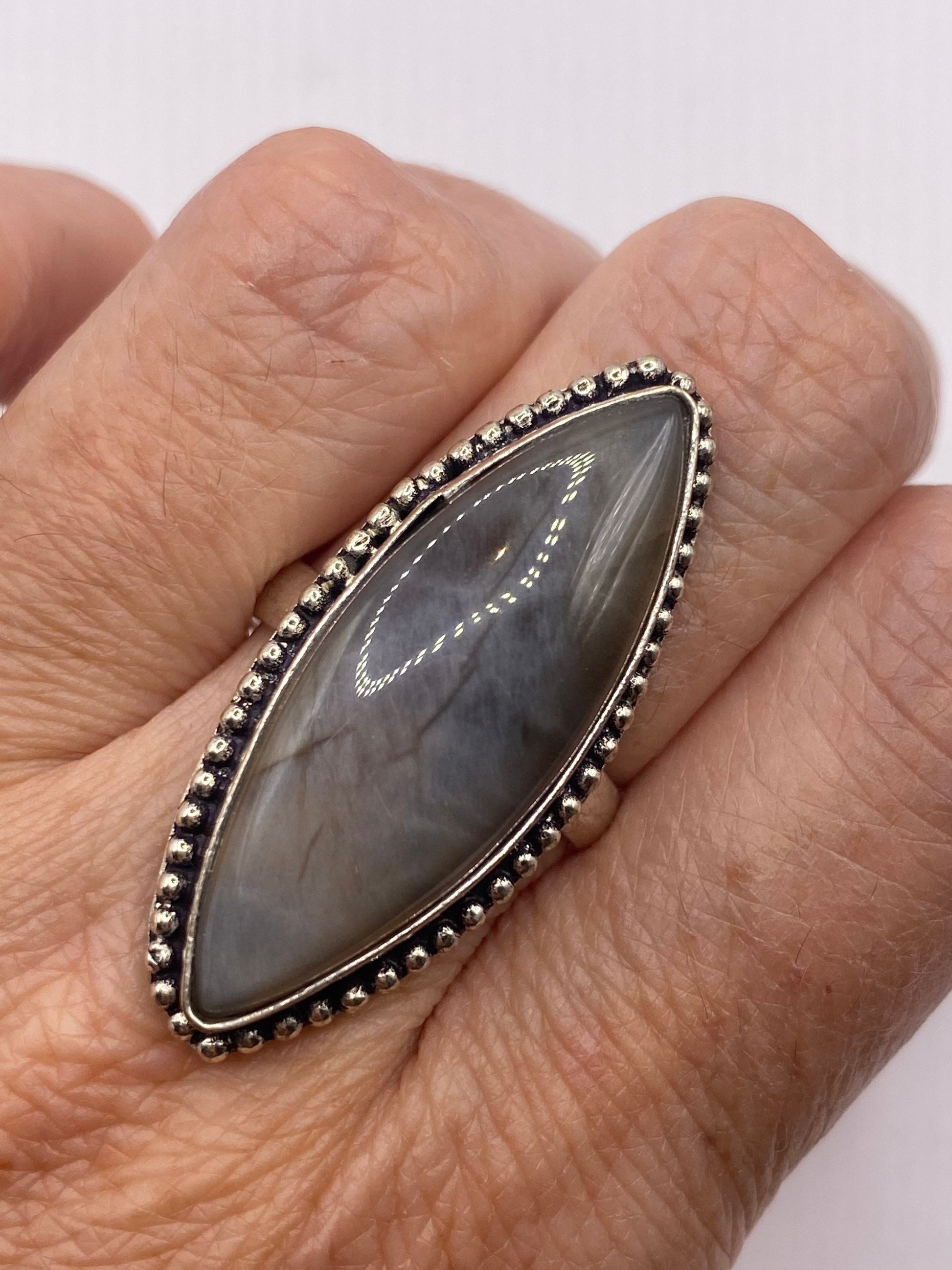 Vintage Rainbow Labradorite Statement Ring