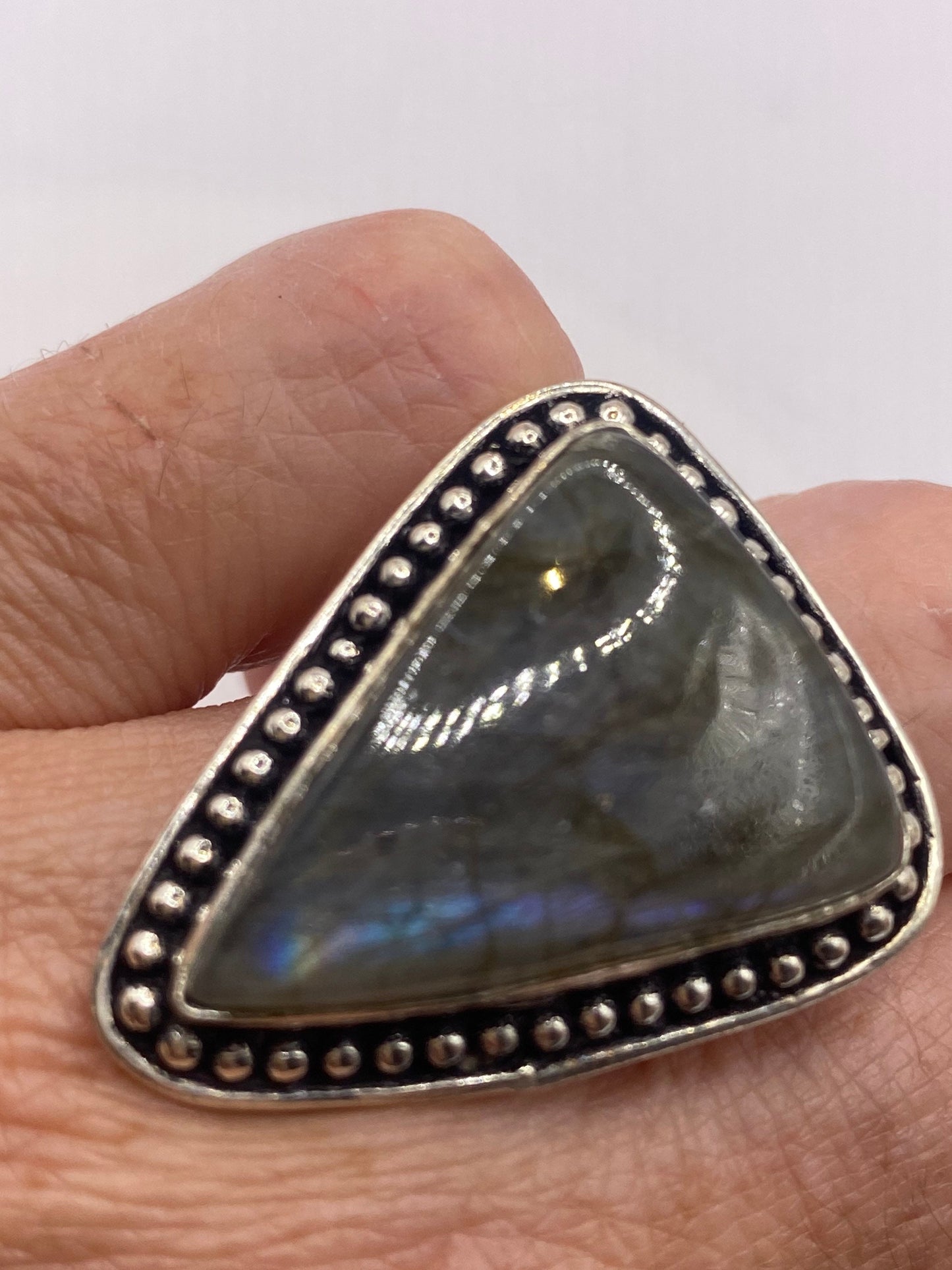 Vintage Rainbow Labradorite Statement Ring