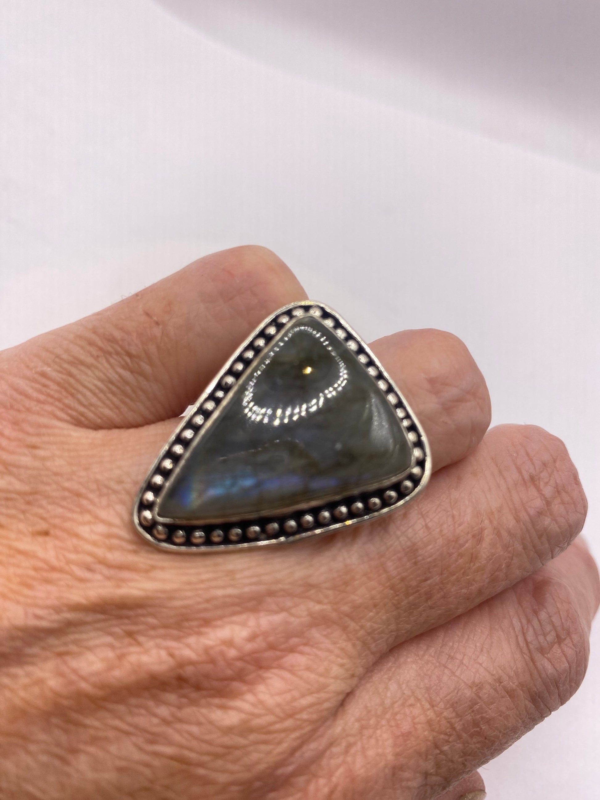 Vintage Rainbow Labradorite Statement Ring