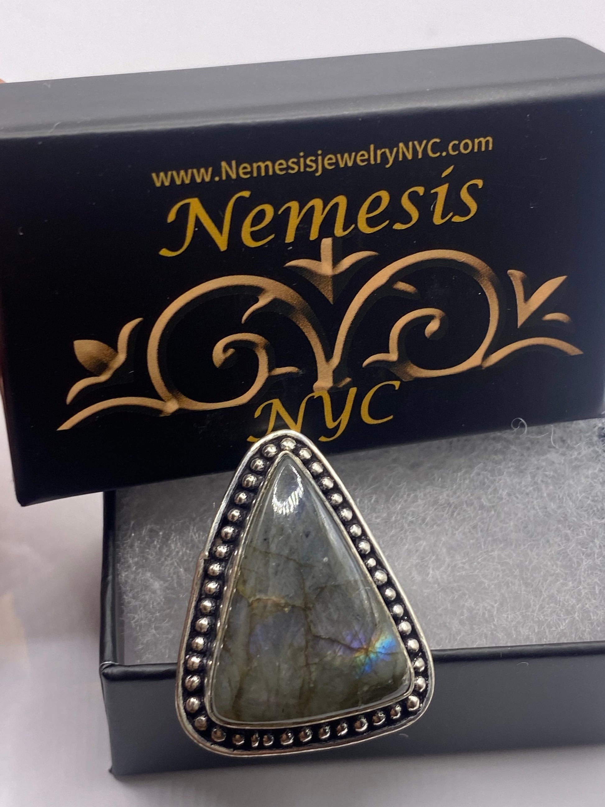 Vintage Rainbow Labradorite Statement Ring