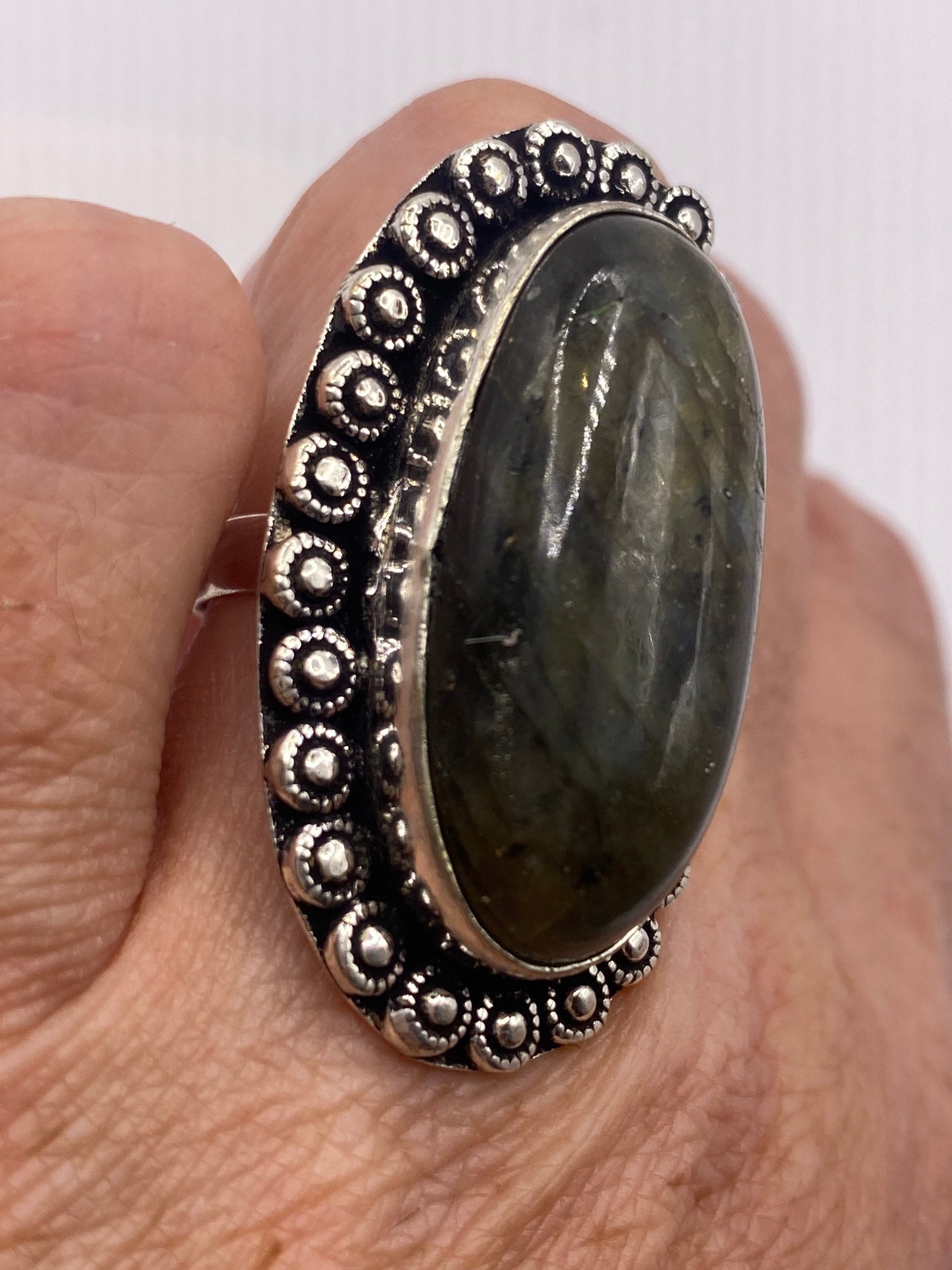 Vintage Rainbow Labradorite Statement Ring
