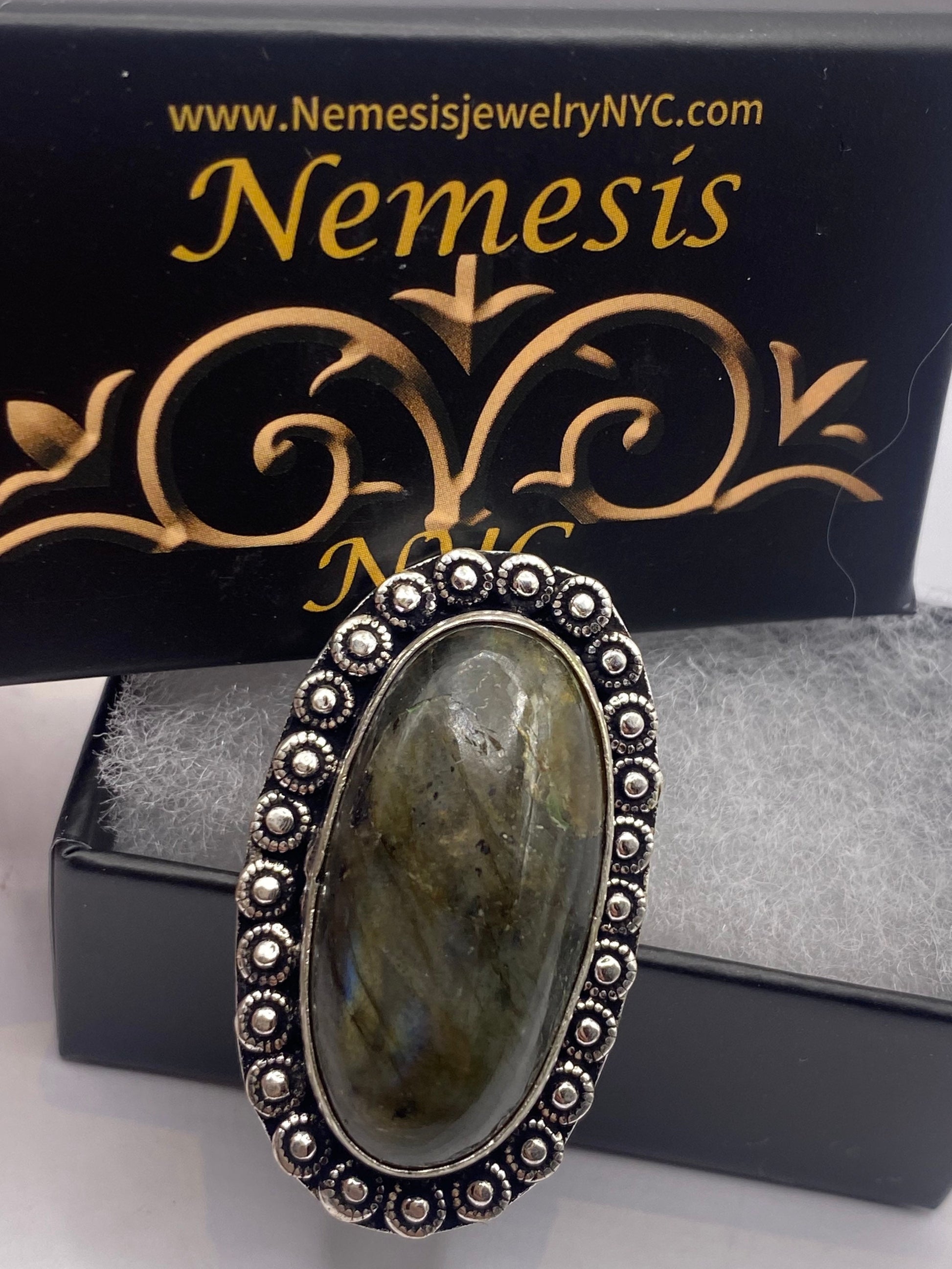 Vintage Rainbow Labradorite Statement Ring