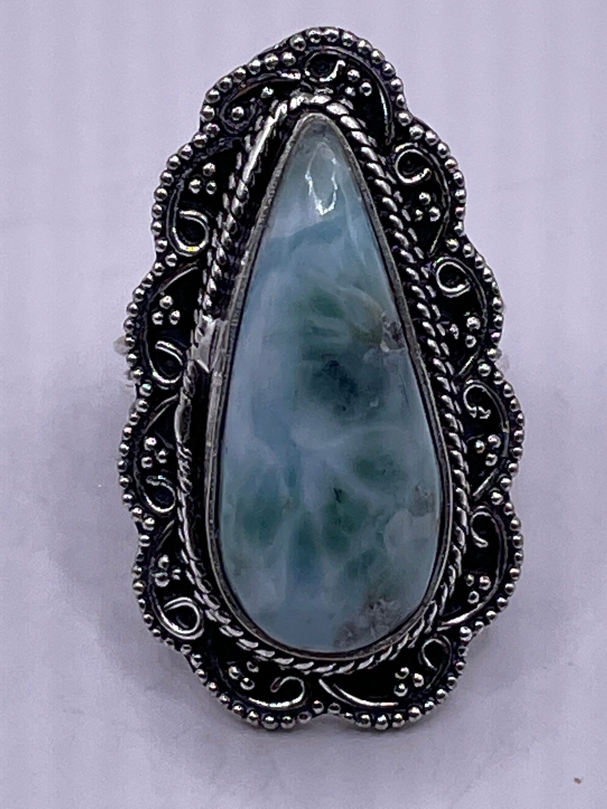 Vintage Blue Genuine Larimar Ring Size 8