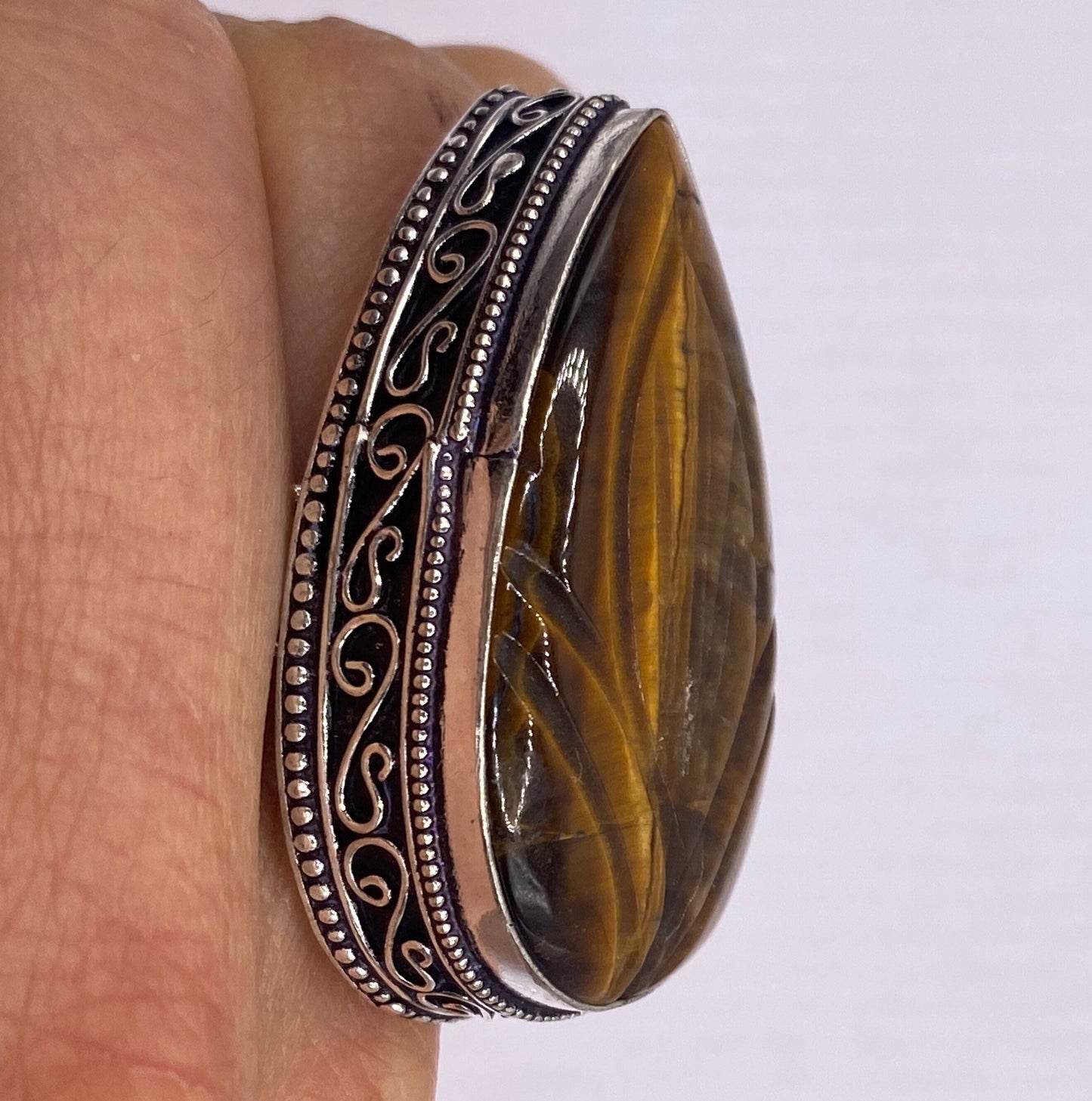 Vintage Tigers Eye Stone Silver Ring