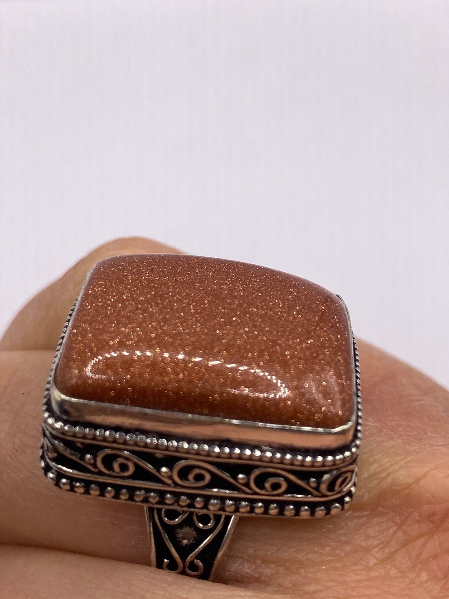 Vintage Goldenstone Golden Sandstone Cocktail Ring