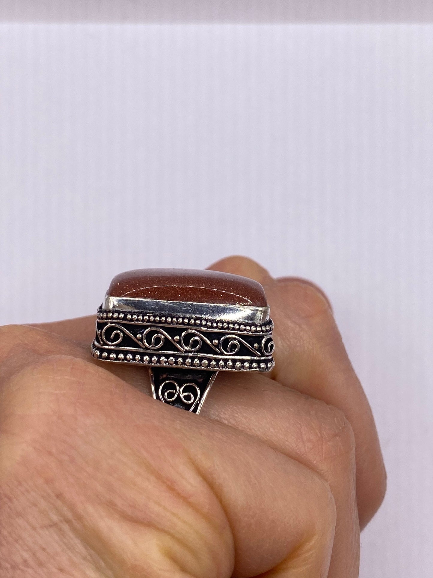 Vintage Goldenstone Golden Sandstone Cocktail Ring