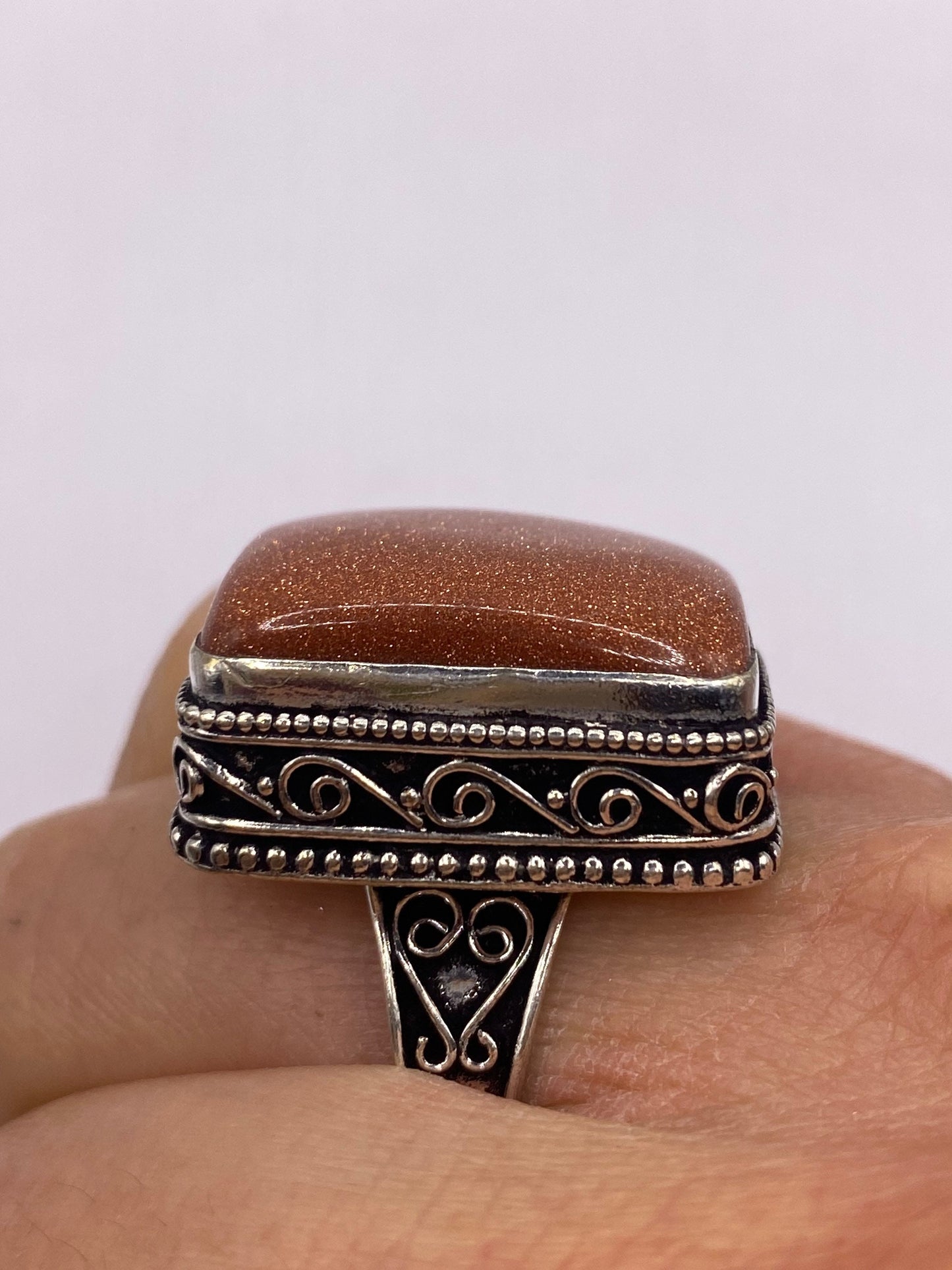 Vintage Goldenstone Golden Sandstone Cocktail Ring