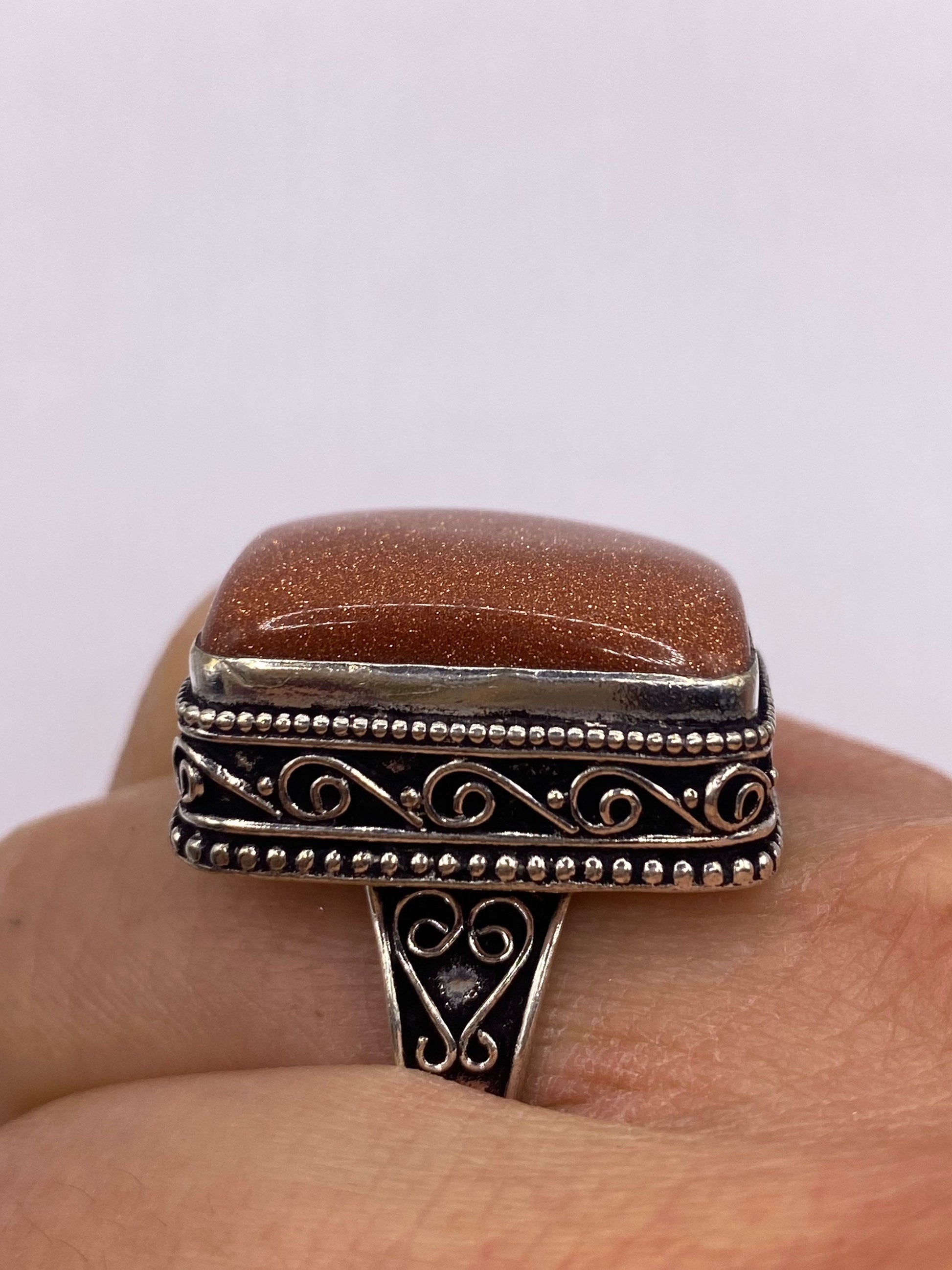 Vintage Goldenstone Golden Sandstone Cocktail Ring