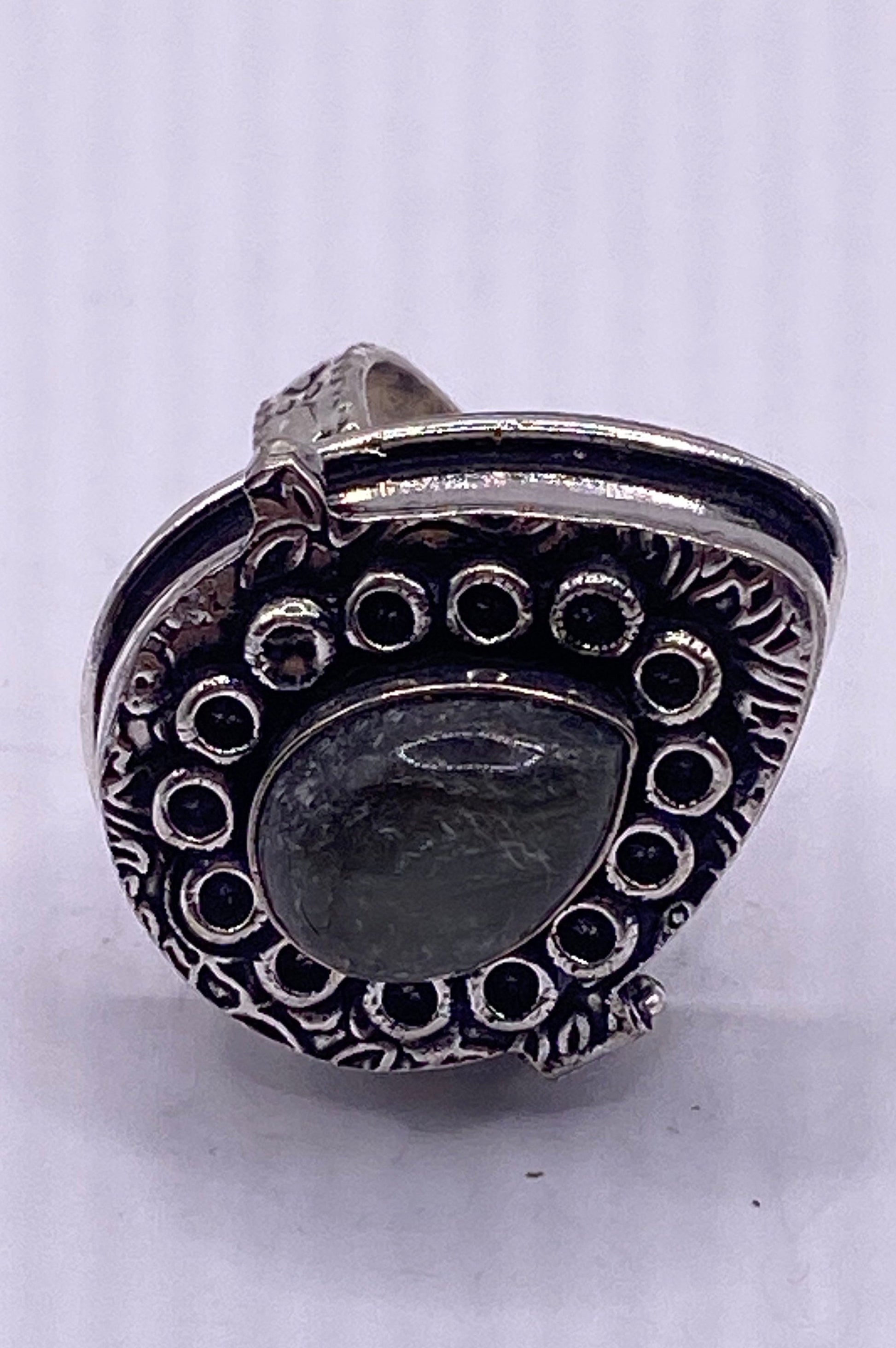 Vintage White Bronze Poison Pillbox Ring