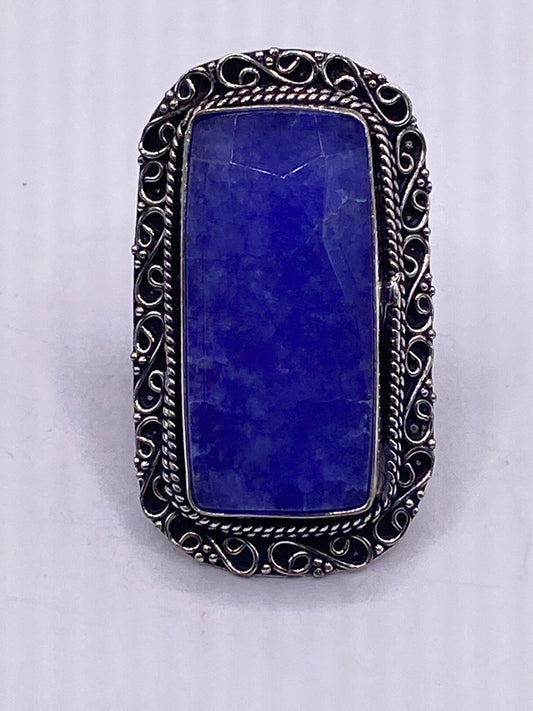 Vintage Blue Raw Sapphire Ring Boho Statement