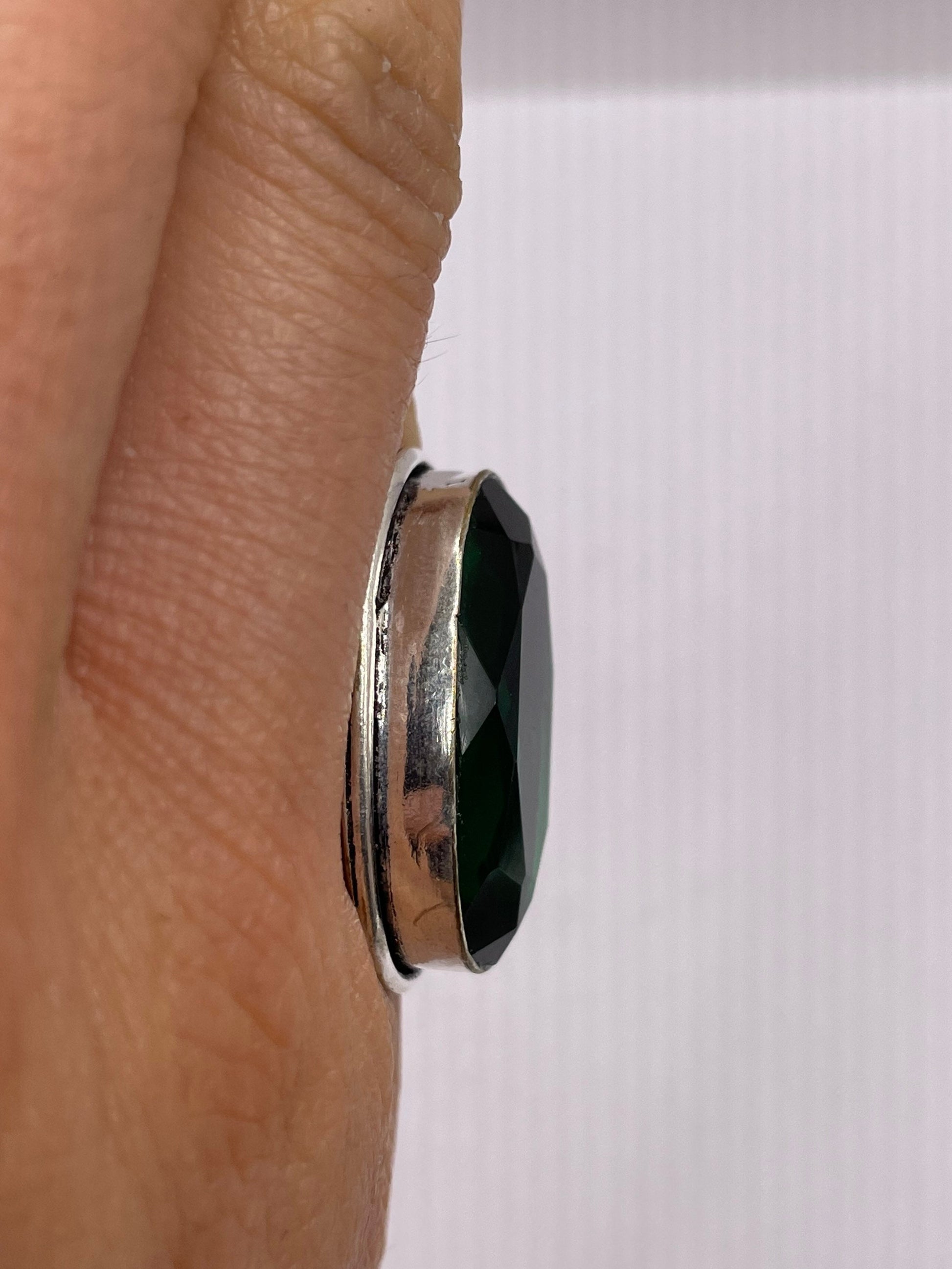 Vintage Green Antique Glass Cocktail Ring