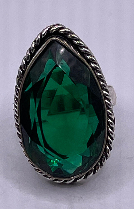 Vintage Green Antique Glass Cocktail Ring