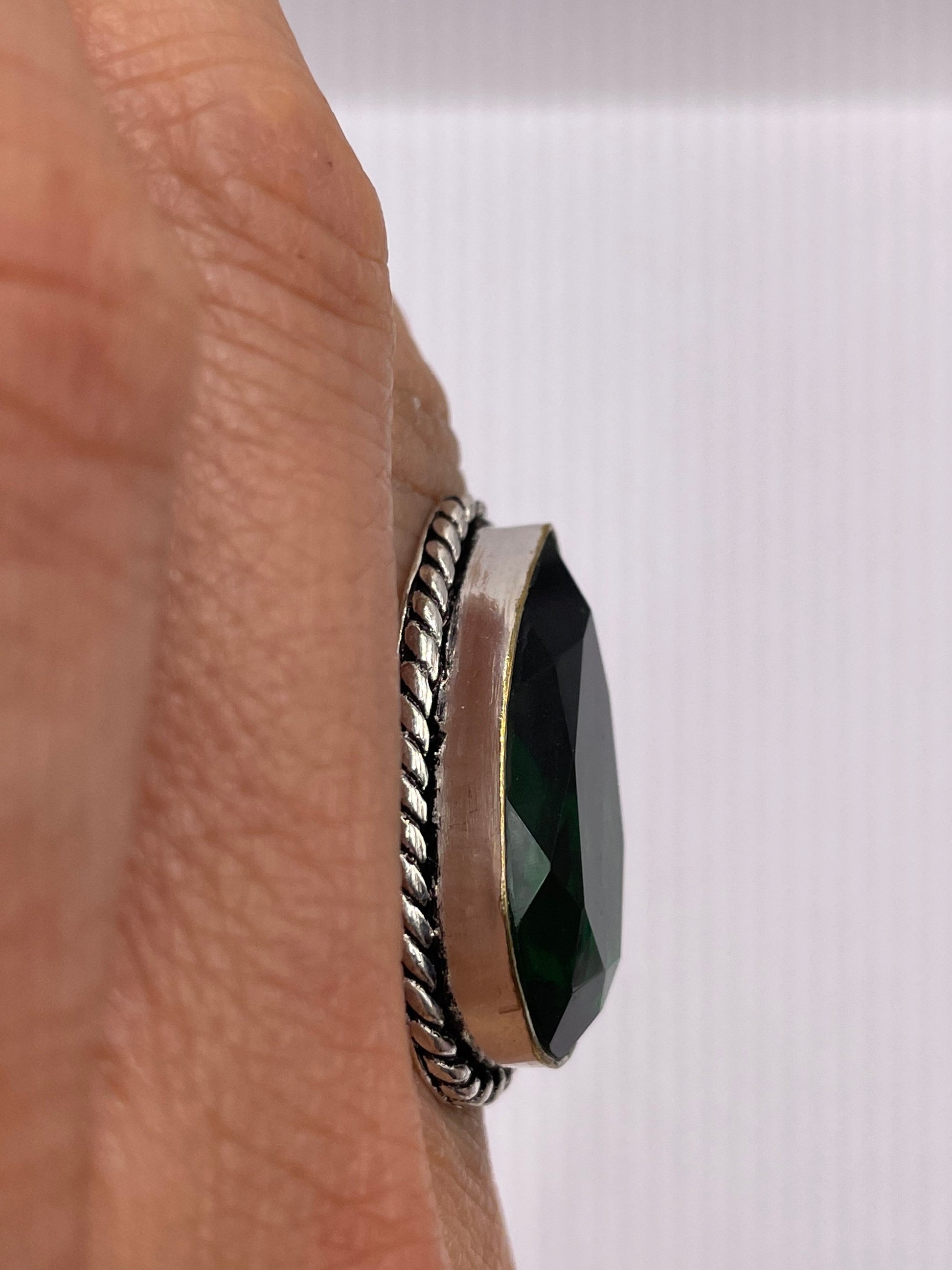 Vintage Green Antique Glass Cocktail Ring