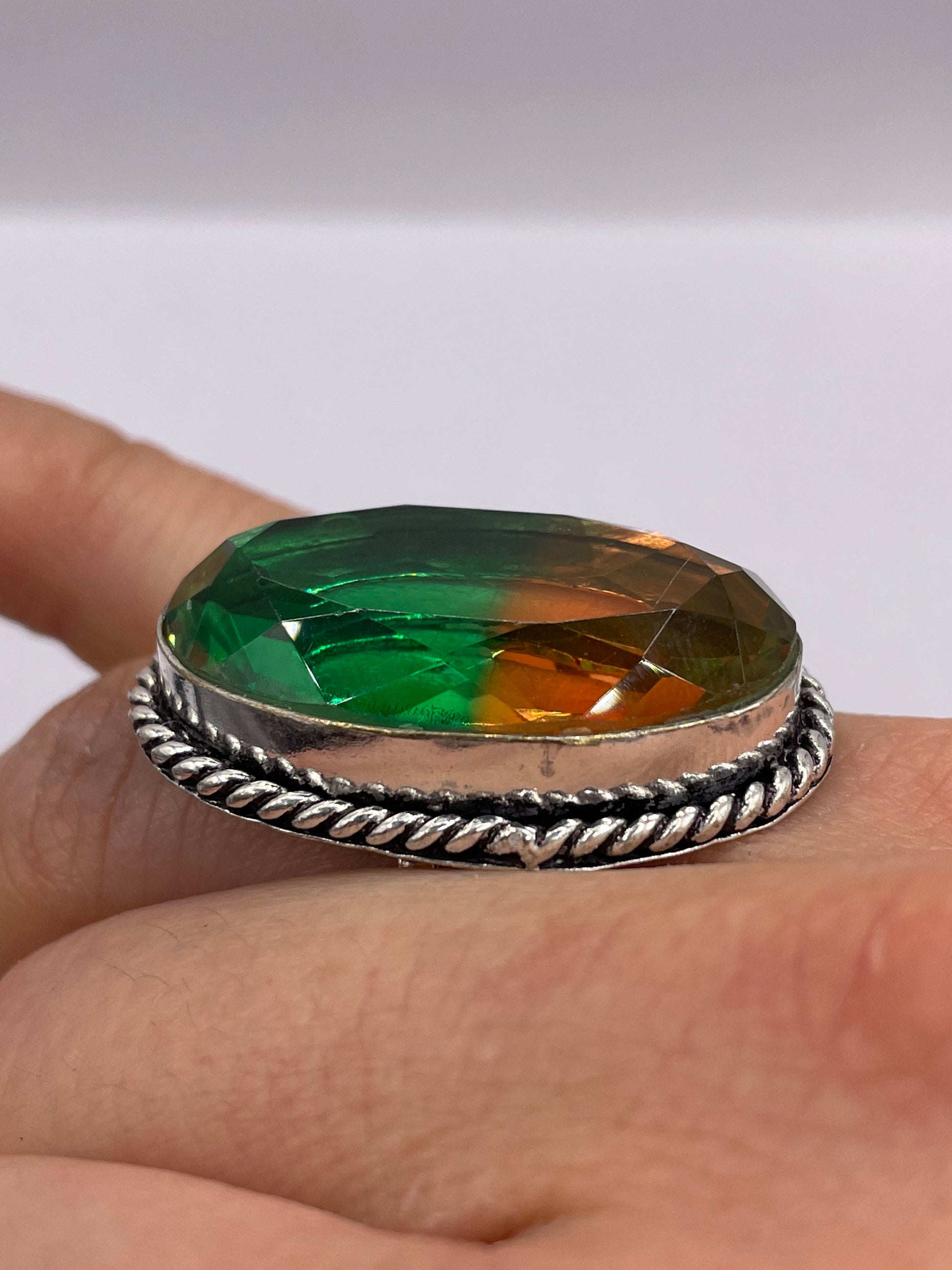 Vintage Green Antique Glass Cocktail Ring