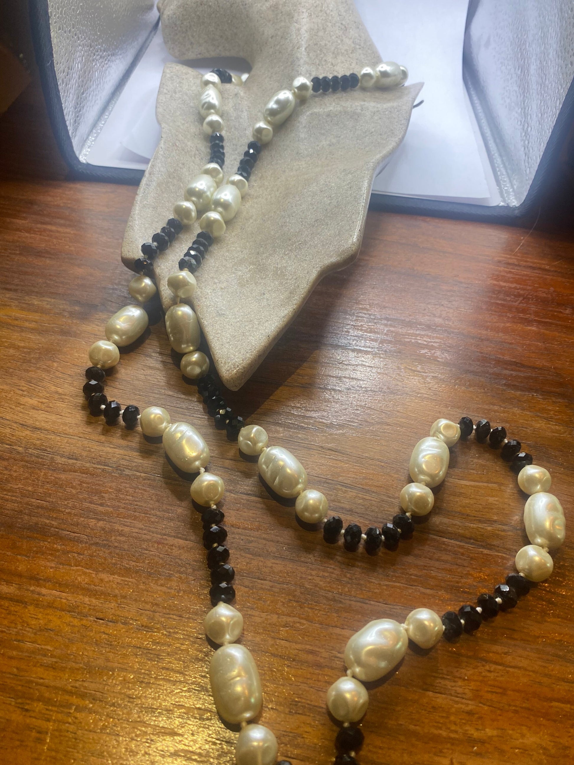 Vintage Hand Wrapped Pearl and Crystal Necklace