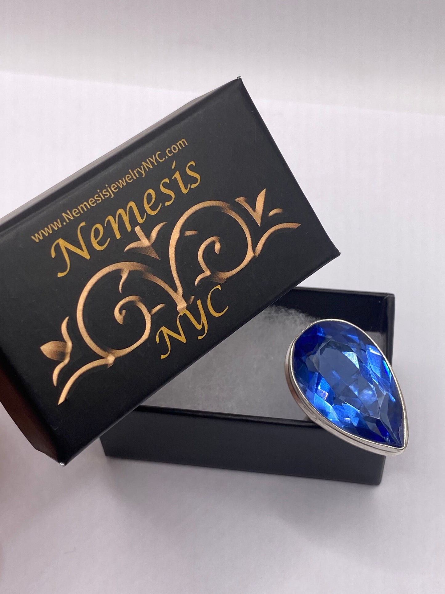 Vintage Deep Blue Volcanic Art Glass Ring