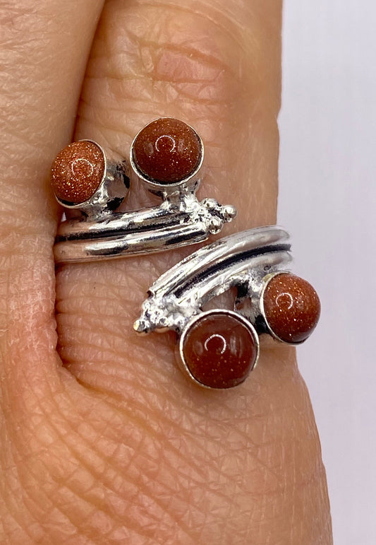 Vintage Goldstone Gold Sandstone Cocktail Ring
