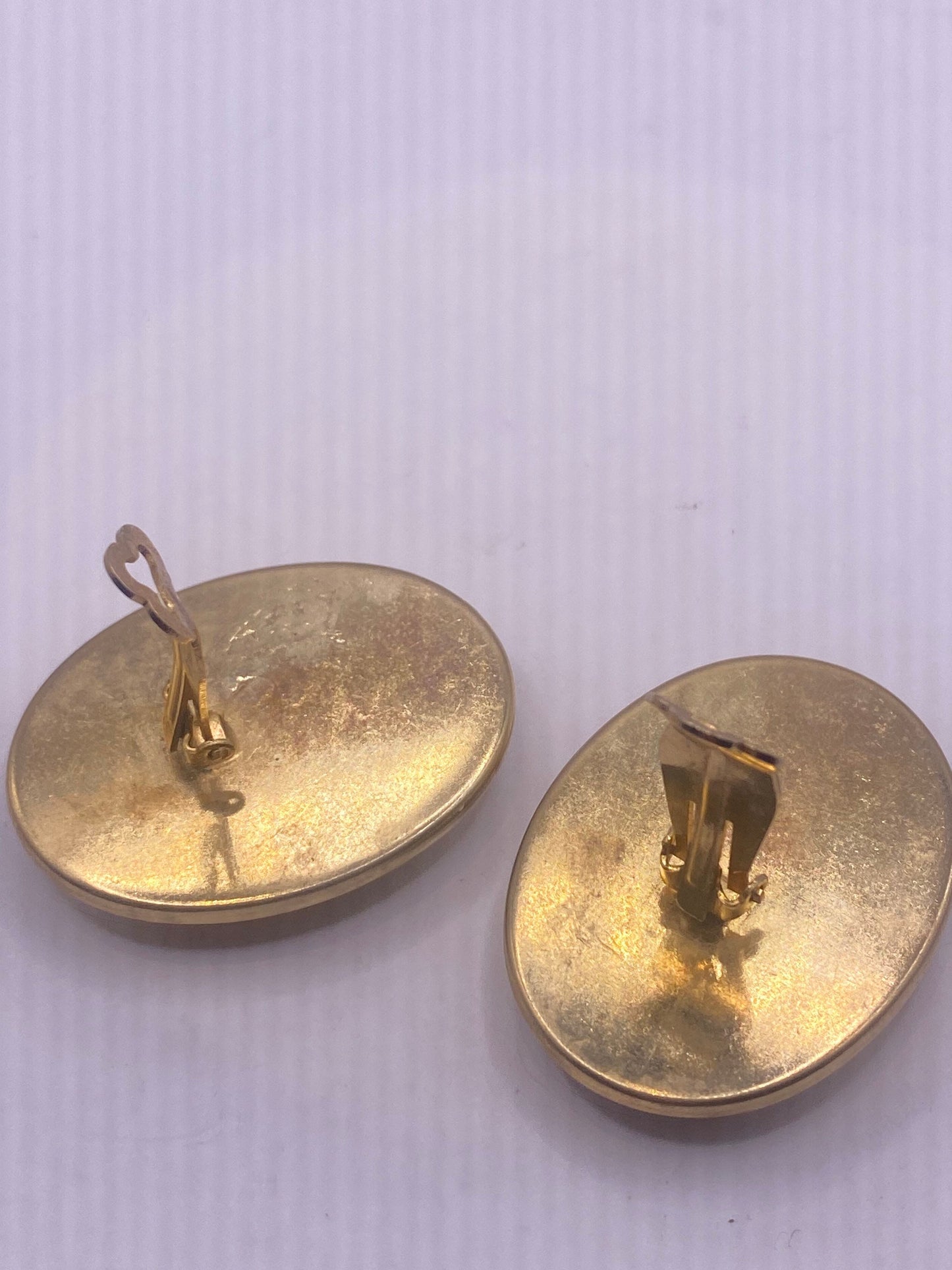 Vintage Pink Rose Quartz Earrings in Golden Bronze Clip-On