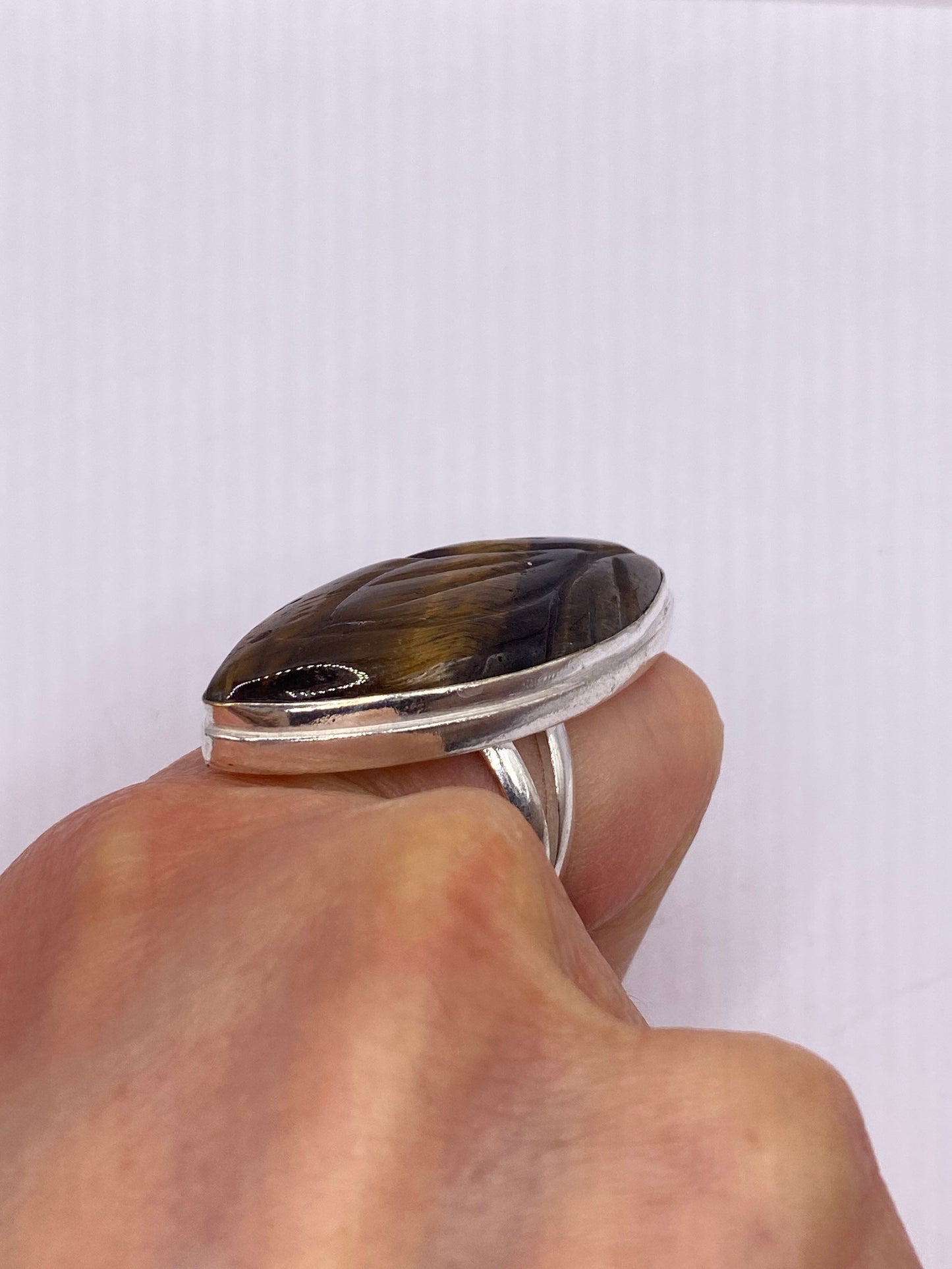 Vintage Tigers Eye Stone Silver Ring