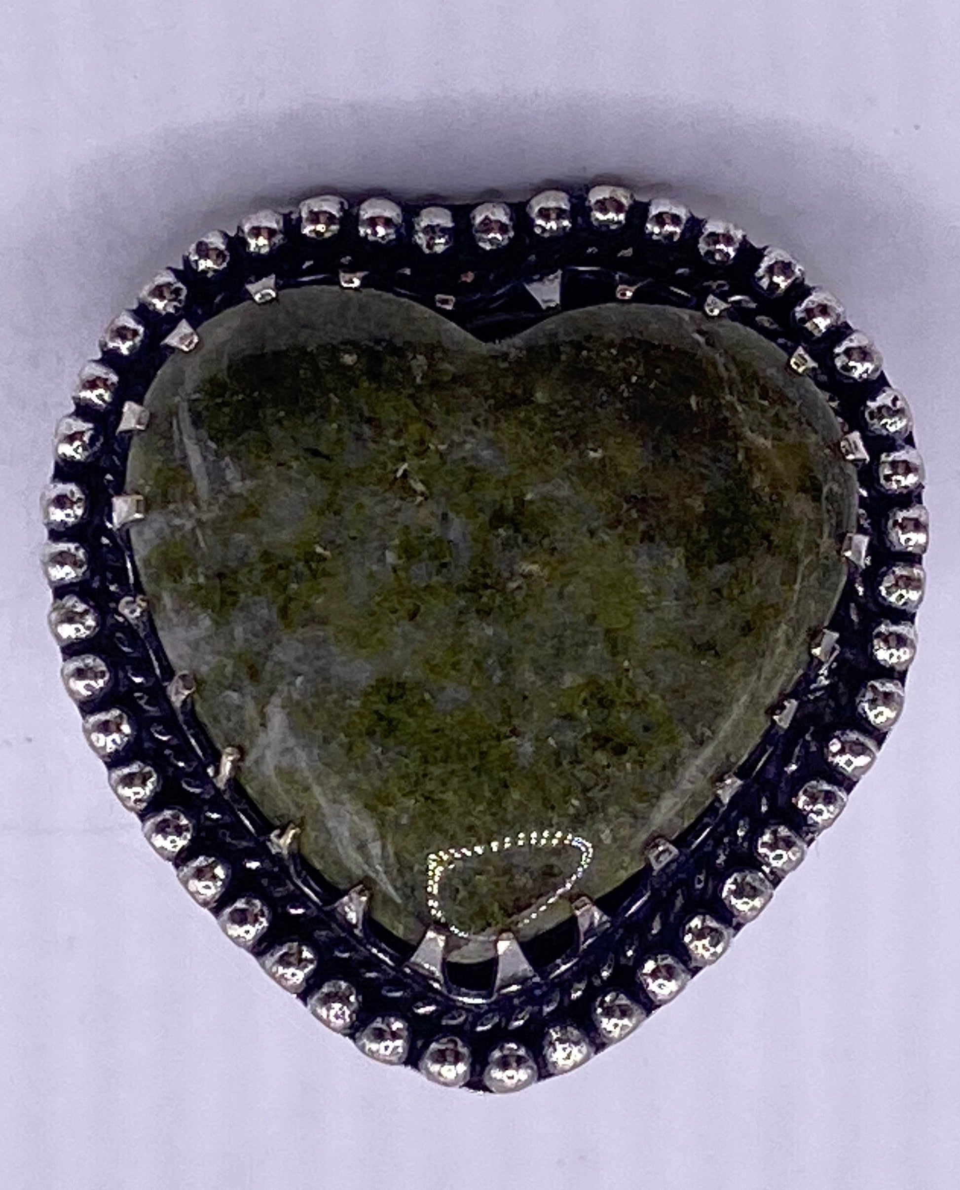 Vintage Green Nephrite Jade Heart Ring