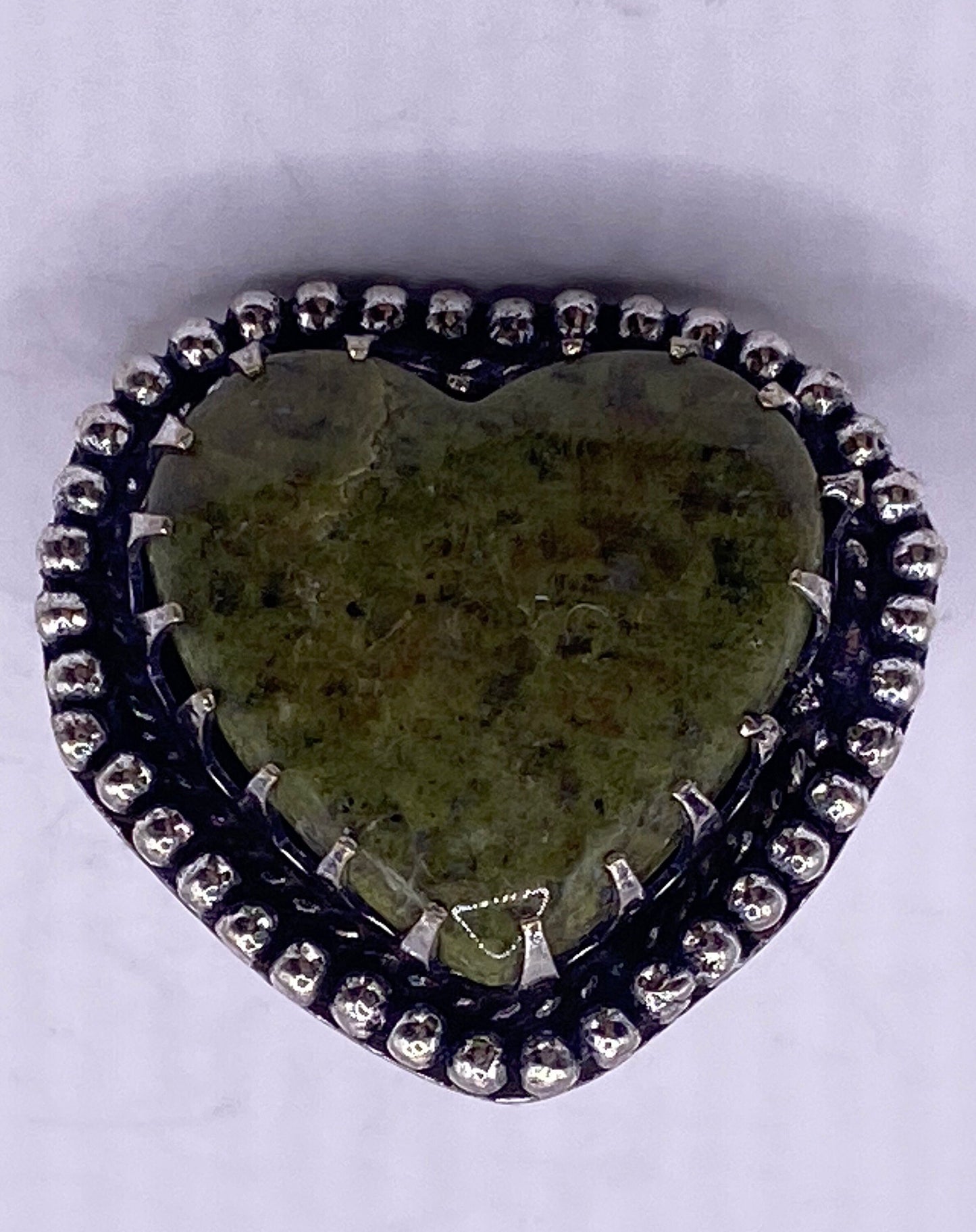 Vintage Green Nephrite Jade Heart Ring