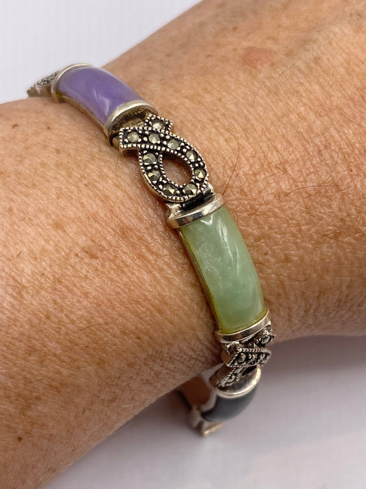 Vintage mix jade marcasite bracelet