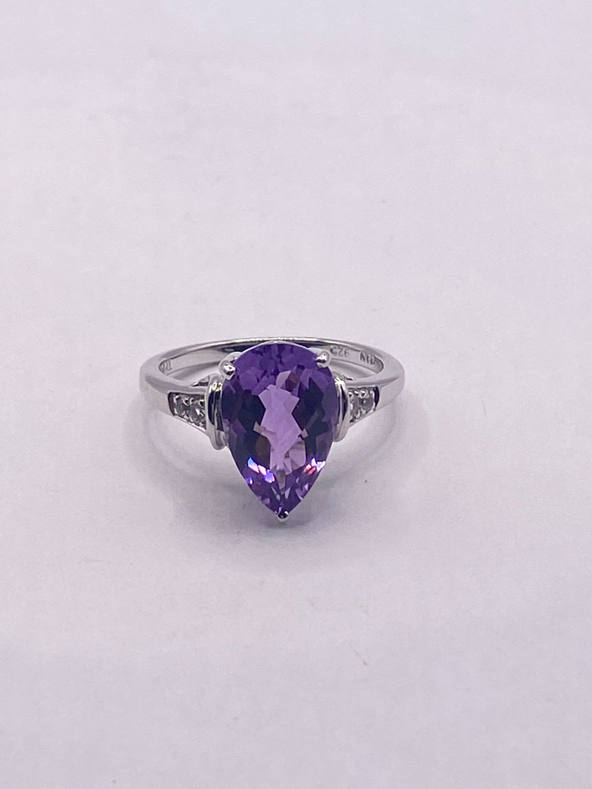 Vintage Handmade Genuine Purple Amethyst Filigree Setting 925 Sterling Silver Gothic Ring