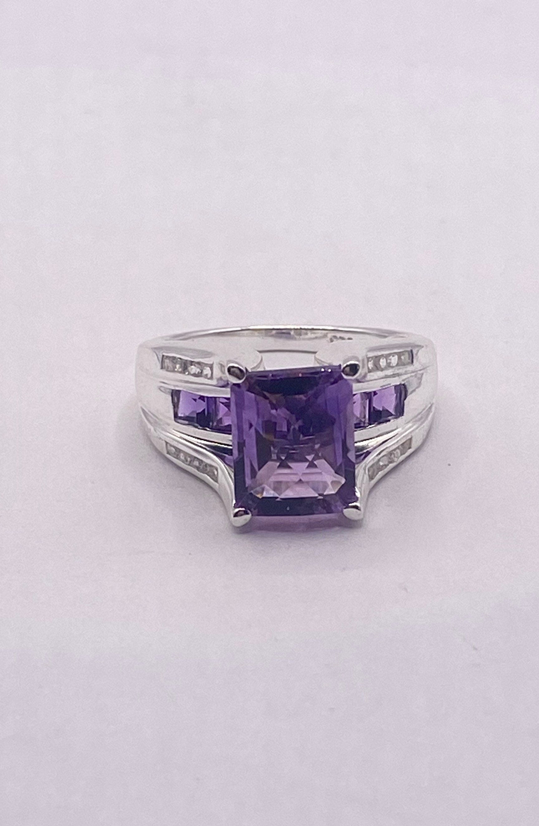 Vintage Handmade Genuine Purple Amethyst Filigree Setting 925 Sterling Silver Gothic Ring