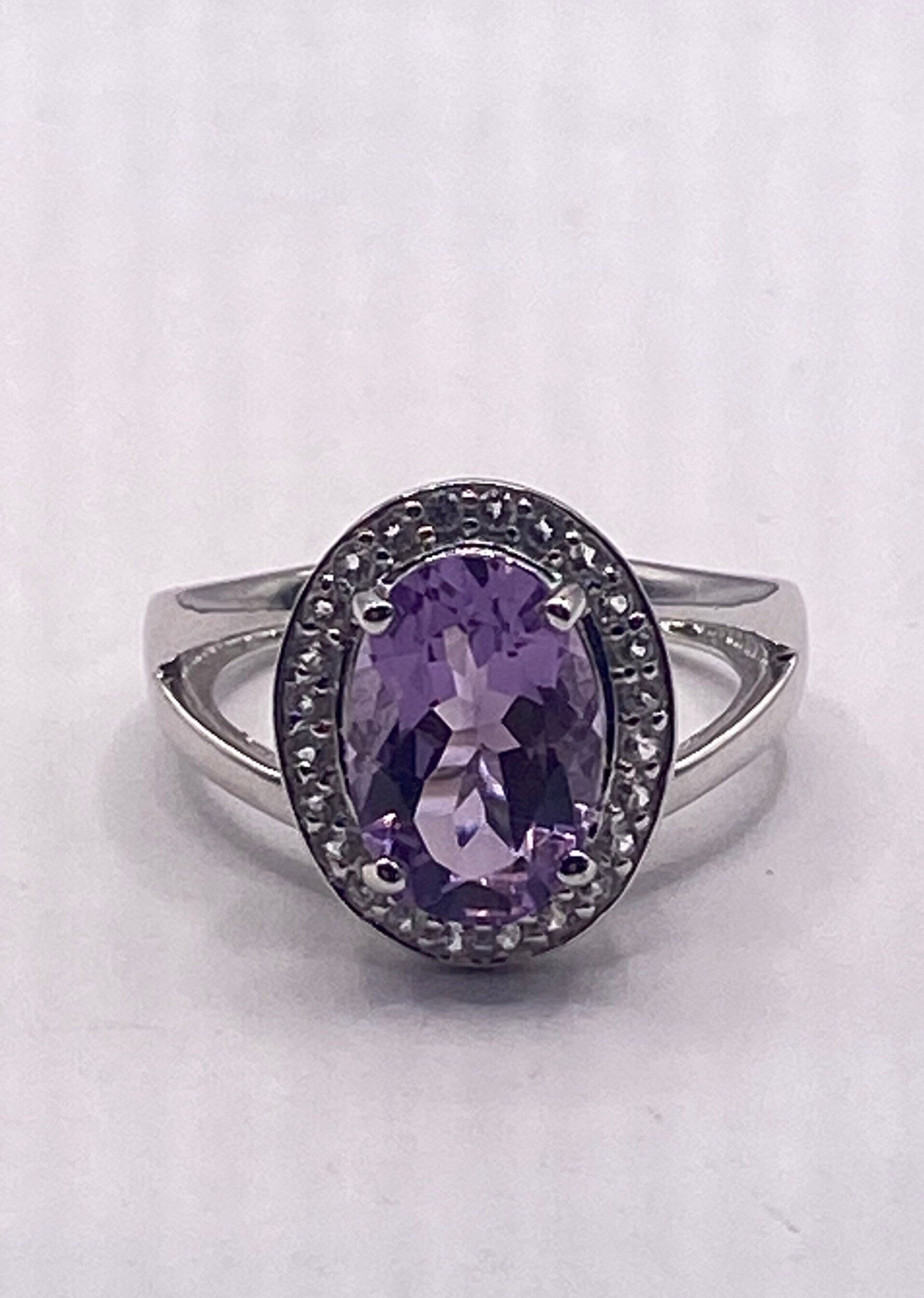 Vintage Handmade Genuine Purple Amethyst Filigree Setting 925 Sterling Silver Gothic Ring