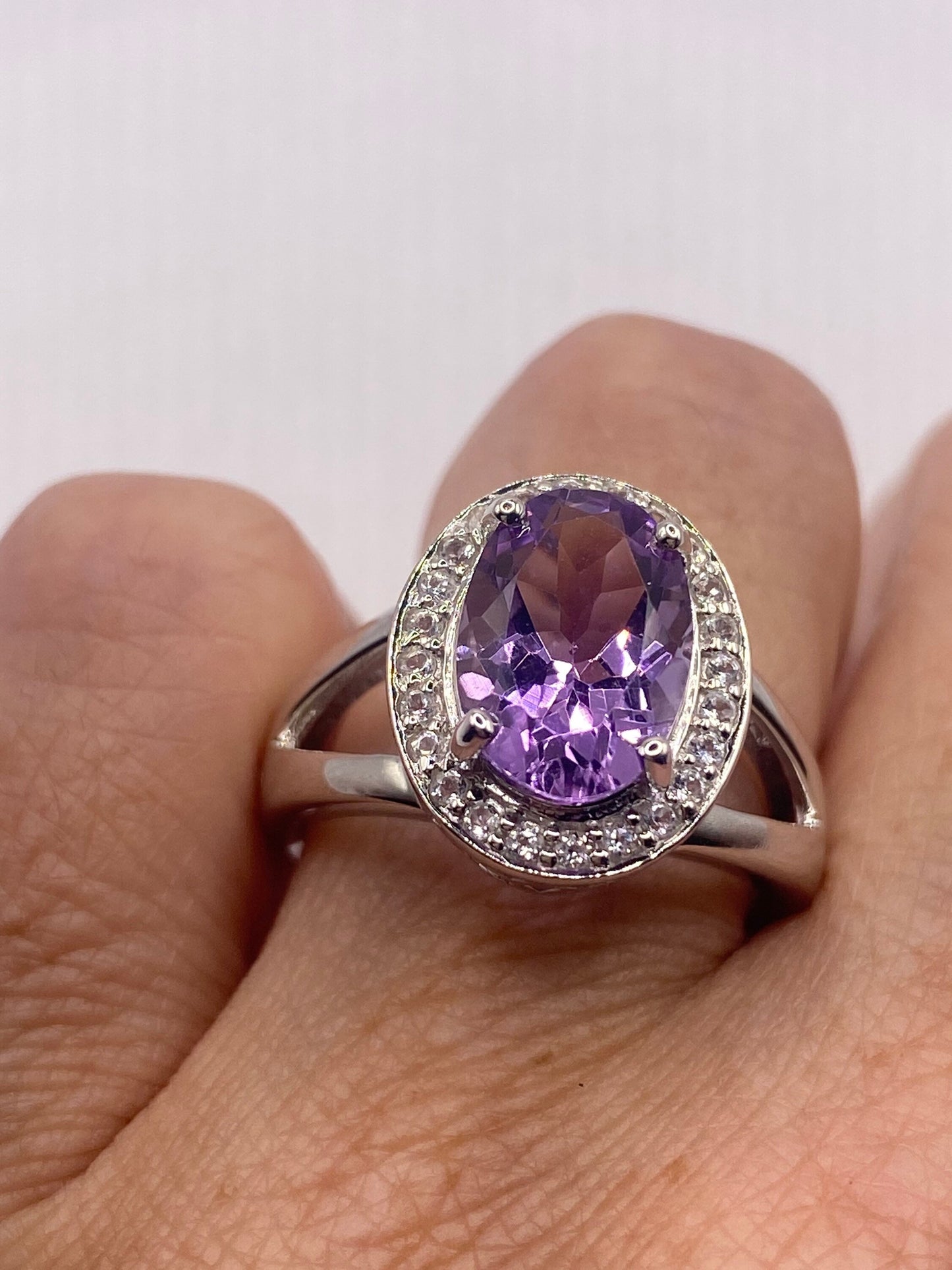 Vintage Handmade Genuine Purple Amethyst Filigree Setting 925 Sterling Silver Gothic Ring