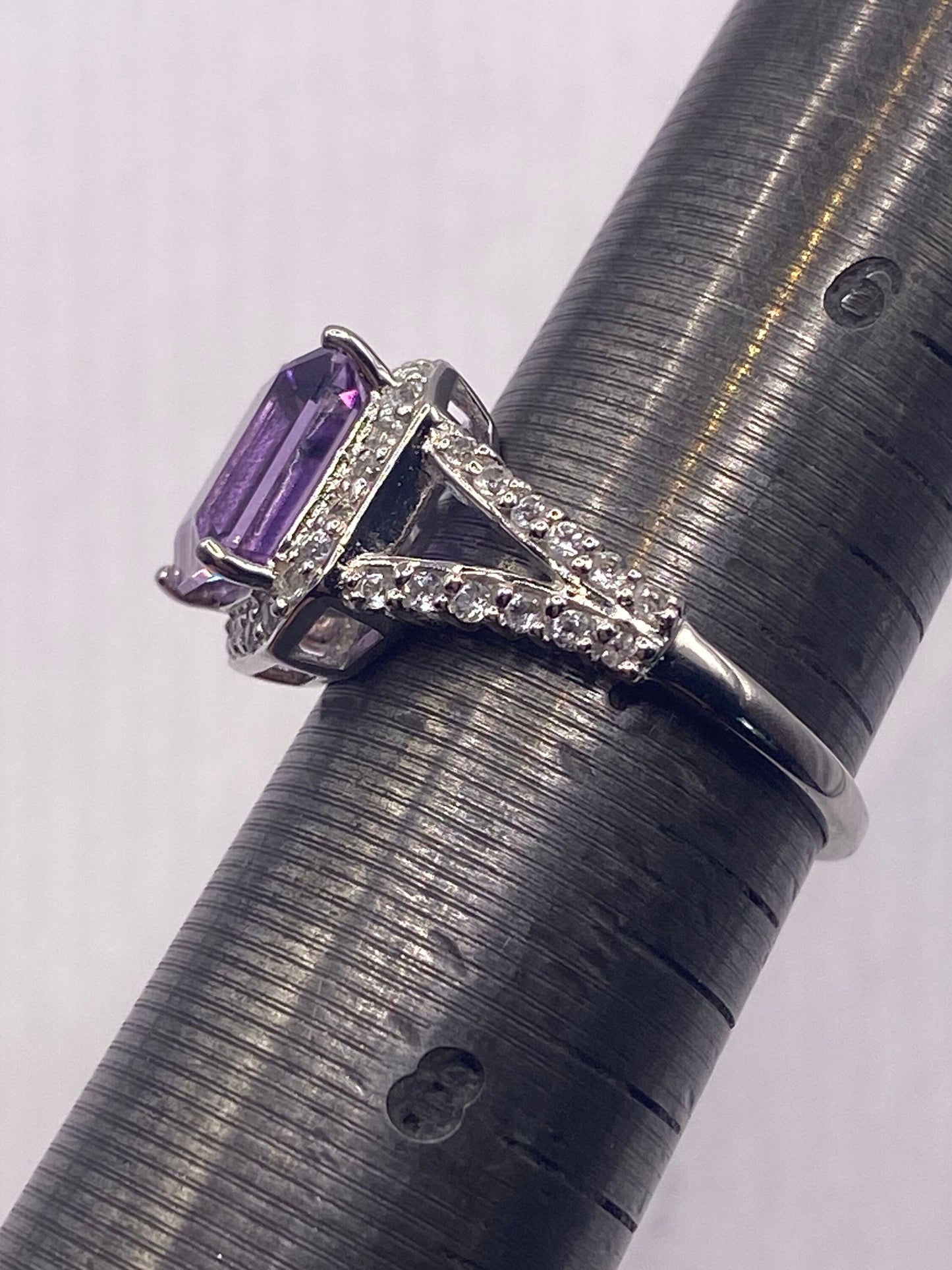 Vintage Handmade Genuine Purple Amethyst Filigree Setting 925 Sterling Silver Gothic Ring