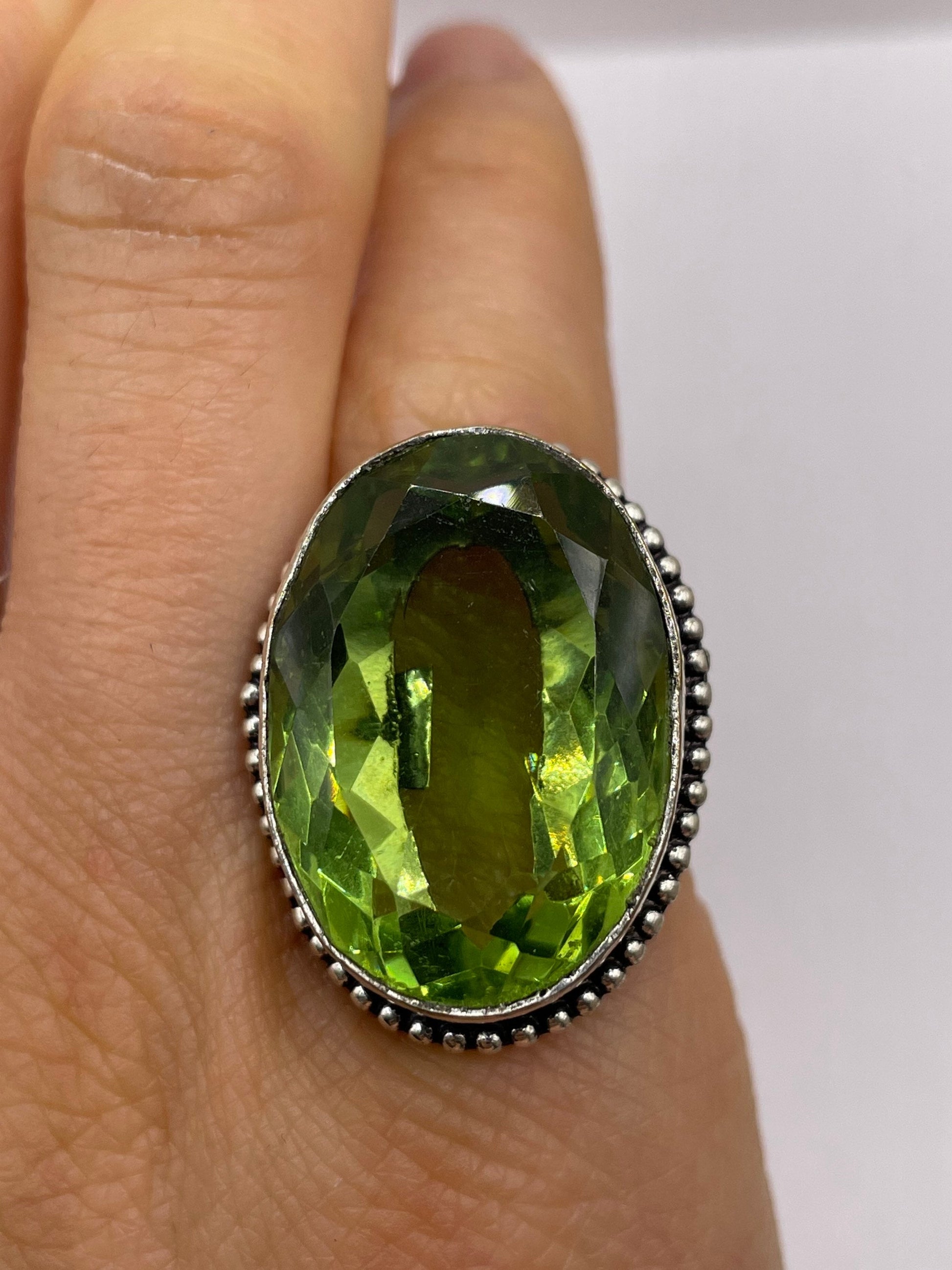 Vintage Green Antique Glass Cocktail Ring