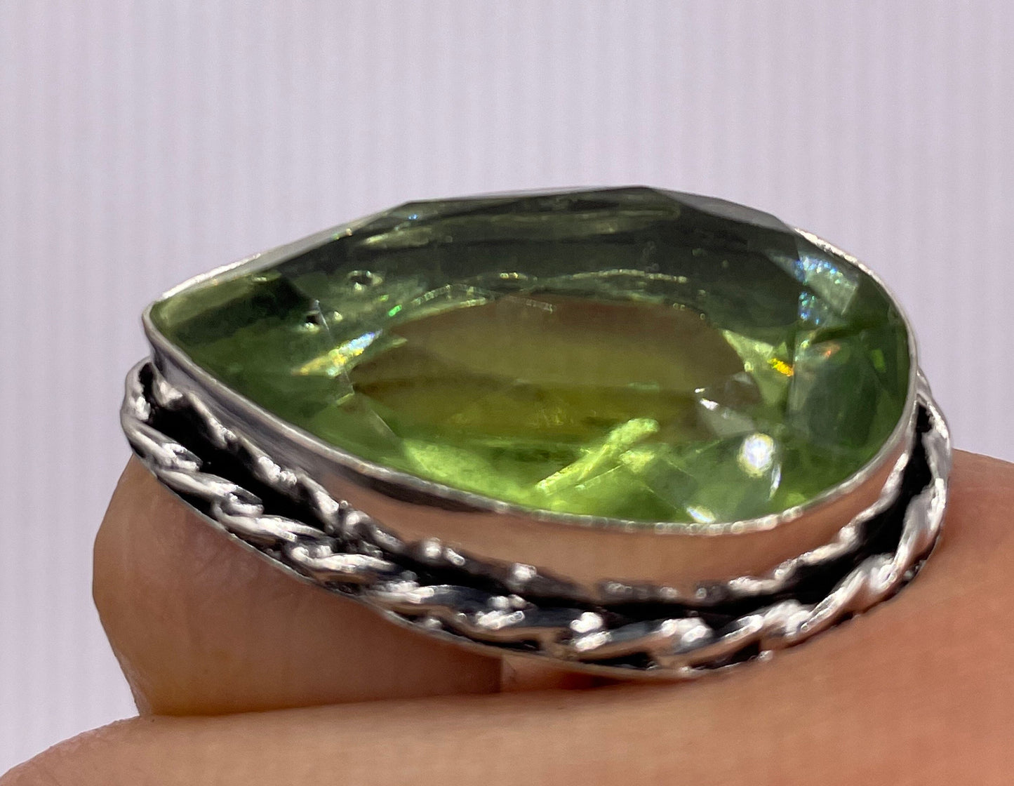 Vintage Green Antique Glass Cocktail Ring