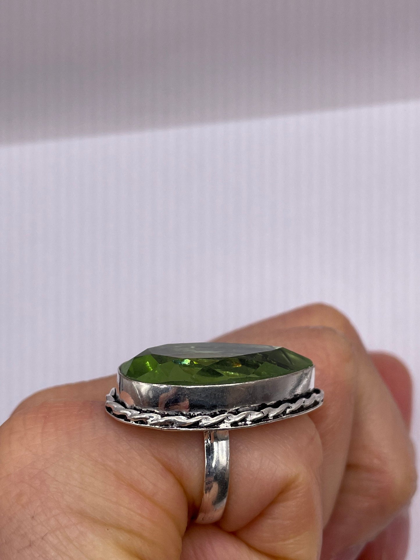 Vintage Green Antique Glass Cocktail Ring