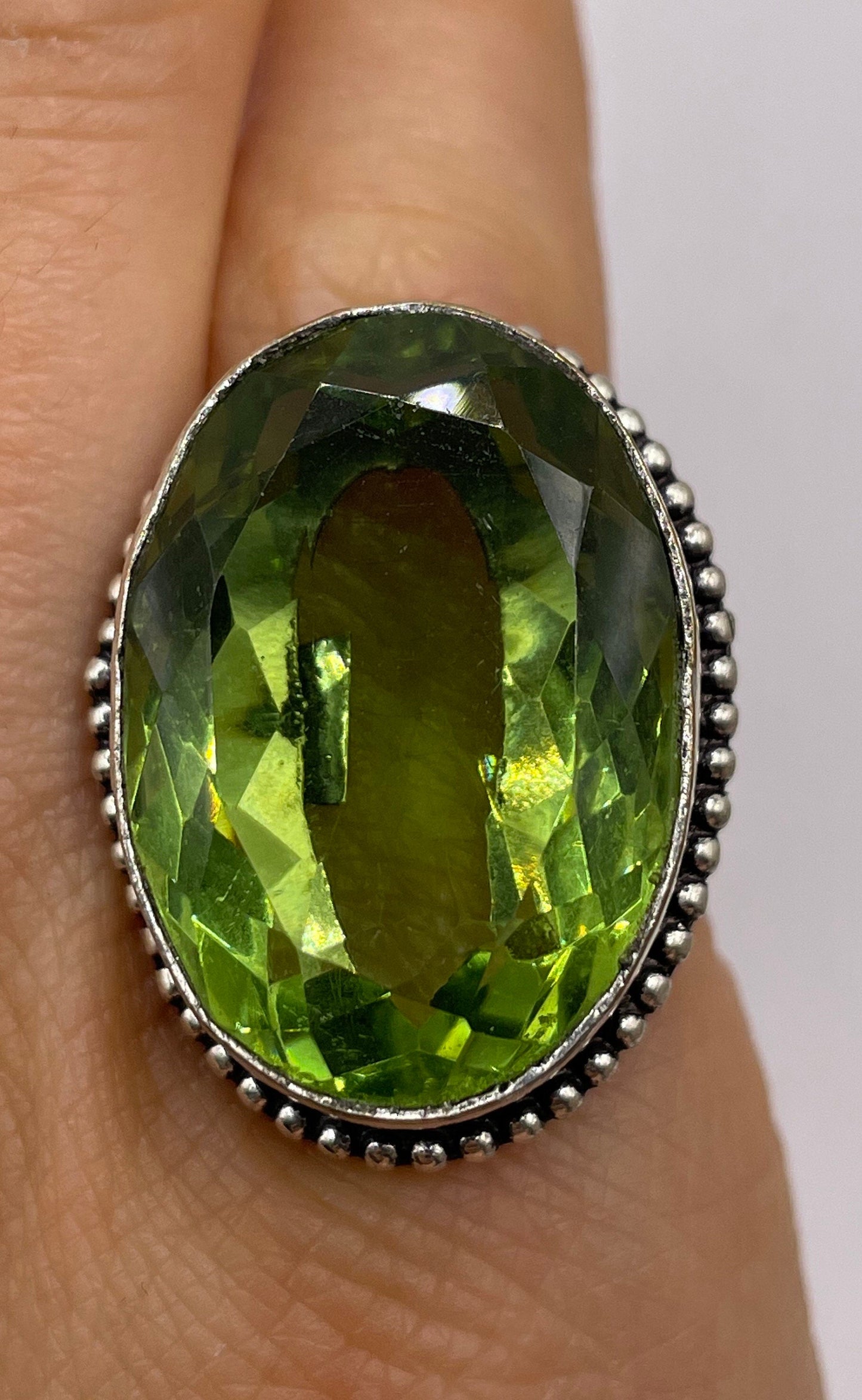 Vintage Green Antique Glass Cocktail Ring